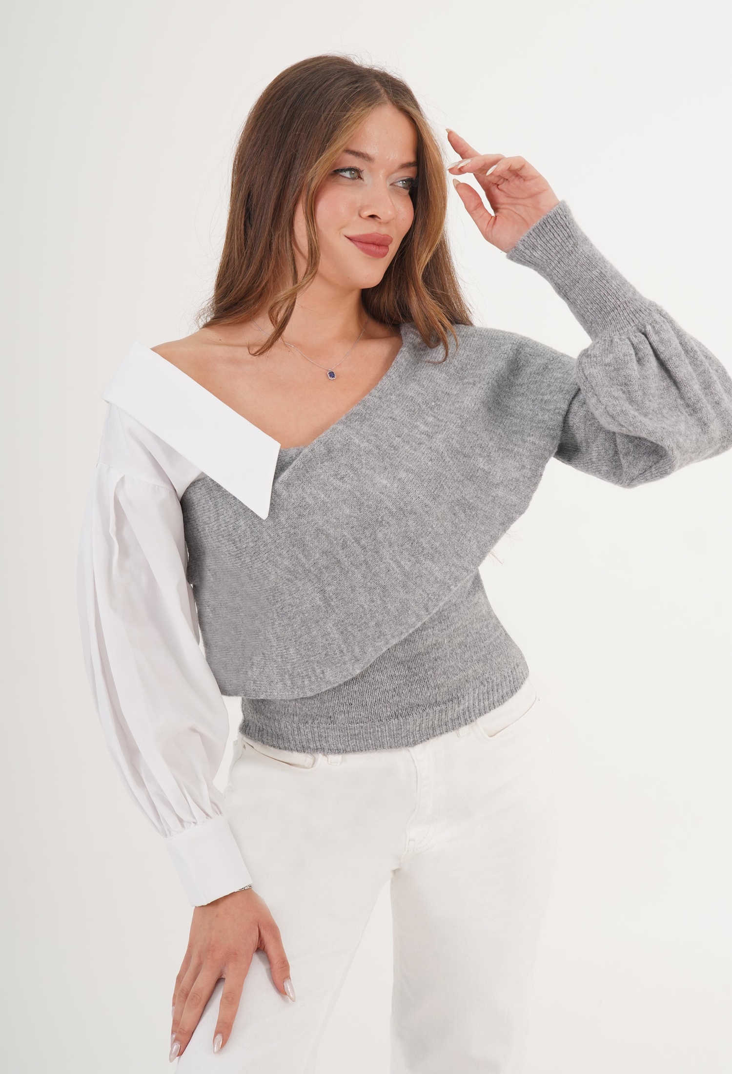 Slim Fit Casual V-Neck Sweater - Brand: Lustrin - Women & Kids, Baby Clothes Wholesale - TheBS Women