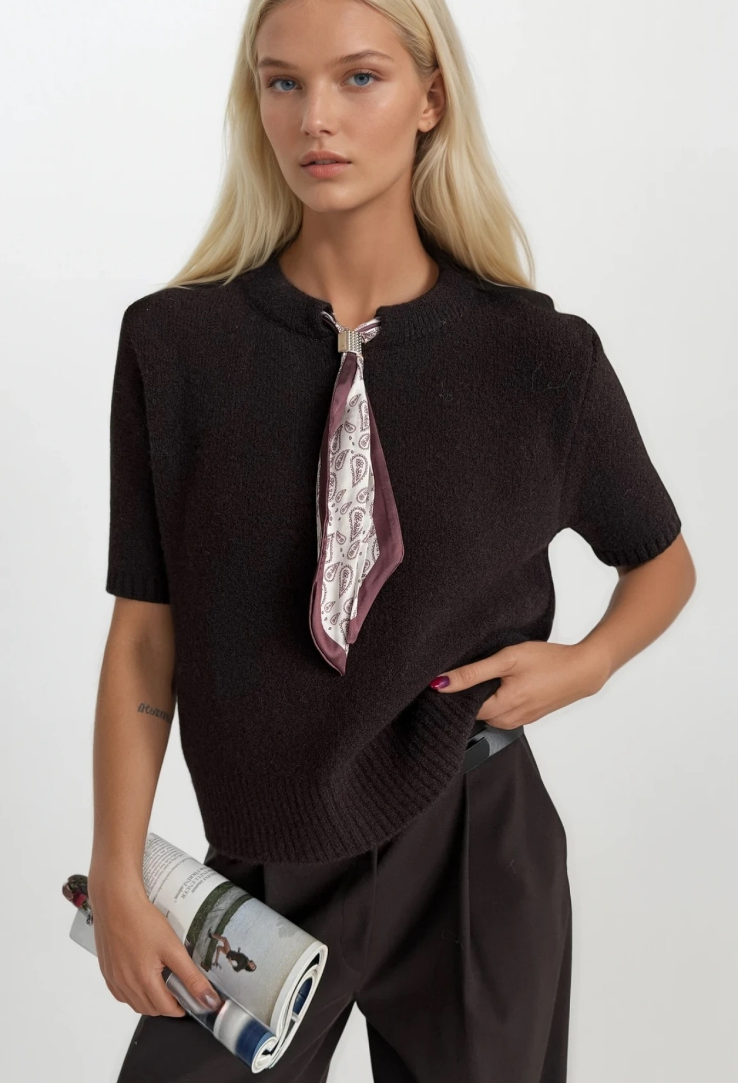 Black Sweater With Half Sleeves And Round Neck - Brand: Black Fashion - Women & Kids, Baby Clothes Wholesale - TheBS Women