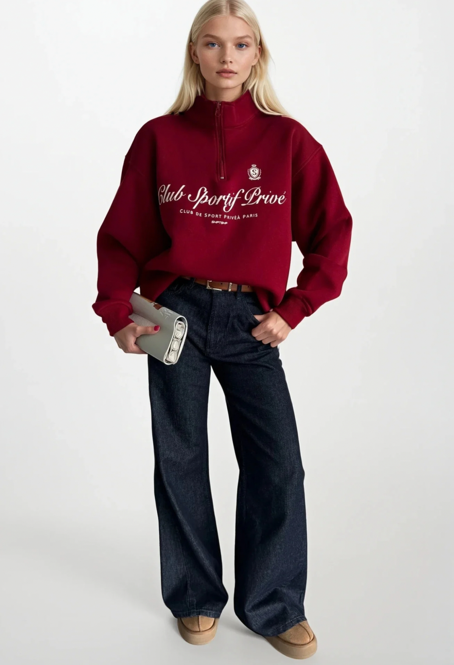 Sweatshirt With Oversized Fit And High Neck - Brand: Black Fashion - Women & Kids, Baby Clothes Wholesale - TheBS Women