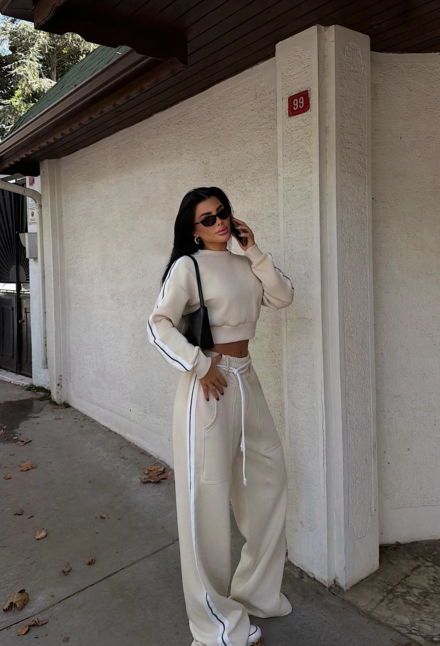 Beige Tracksuit Oversized Jogger With Drawstring - Brand: EYYO ATELIER - Women & Kids, Baby Clothes Wholesale - TheBS Women