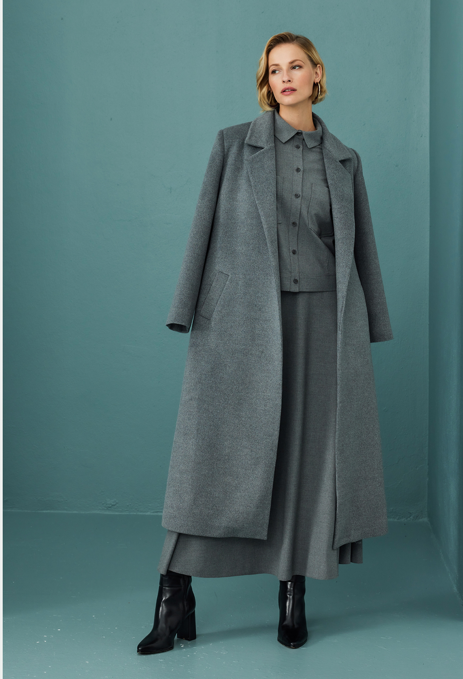 Grey Elegant Single-Breasted Coat - Brand: Puane - Women & Kids, Baby Clothes Wholesale - TheBS Women