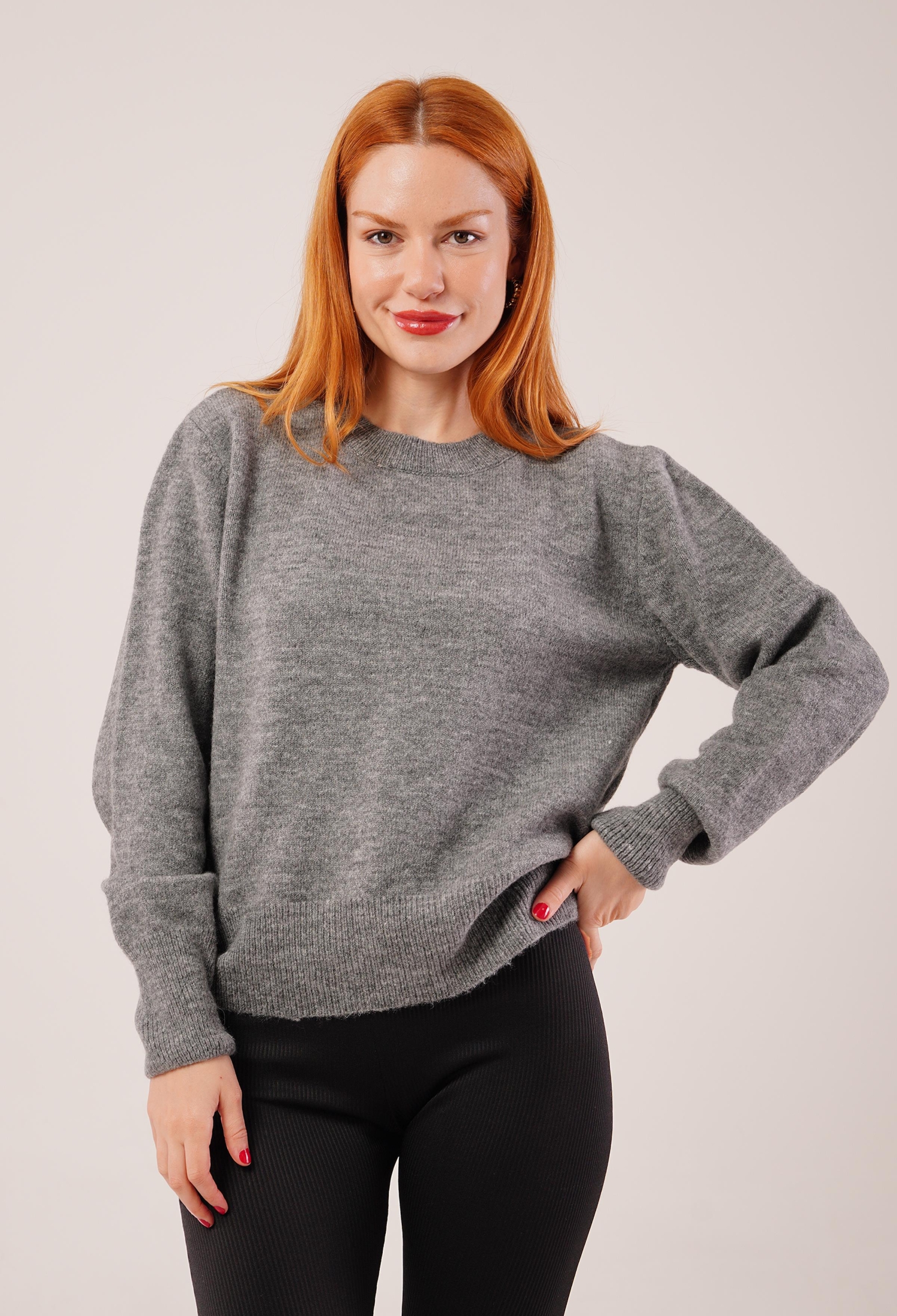 Oversized Fit Sweater With Crew Neck - Brand: Lustrin - Women & Kids, Baby Clothes Wholesale - TheBS Women