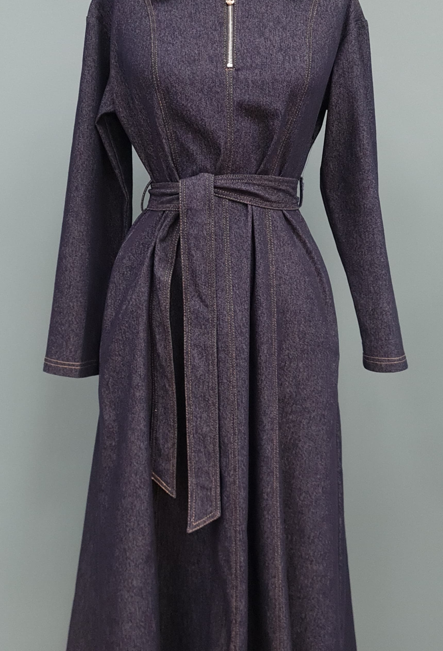 Navy Blue Wrap Midi Dress With Long Straight Sleeves - Brand: SOUL - Women & Kids, Baby Clothes Wholesale - TheBS Women