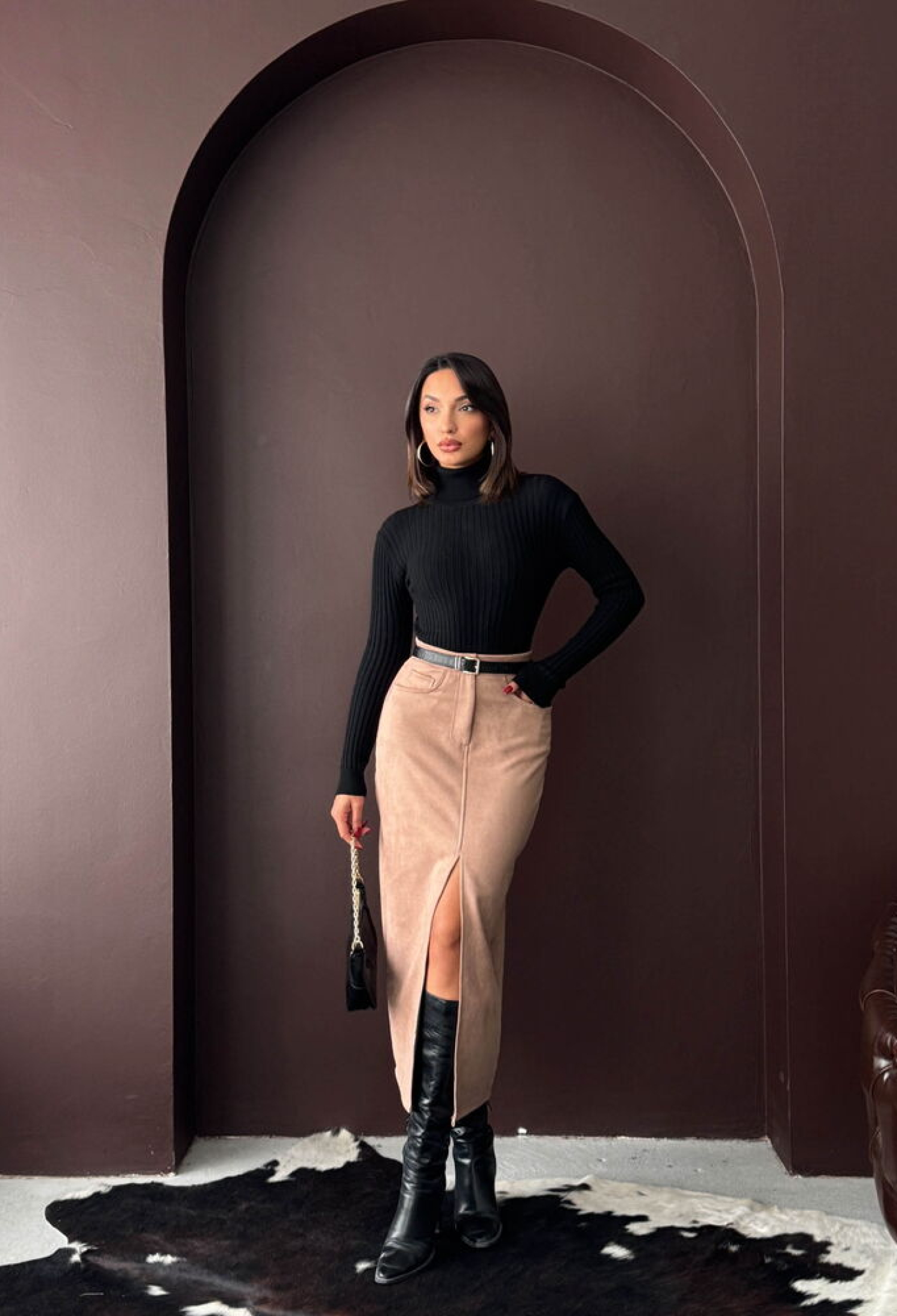 Beige Elegant Pencil Midi Skirt With Flap Pocket - Brand: Topshow - Women & Kids, Baby Clothes Wholesale - TheBS Women