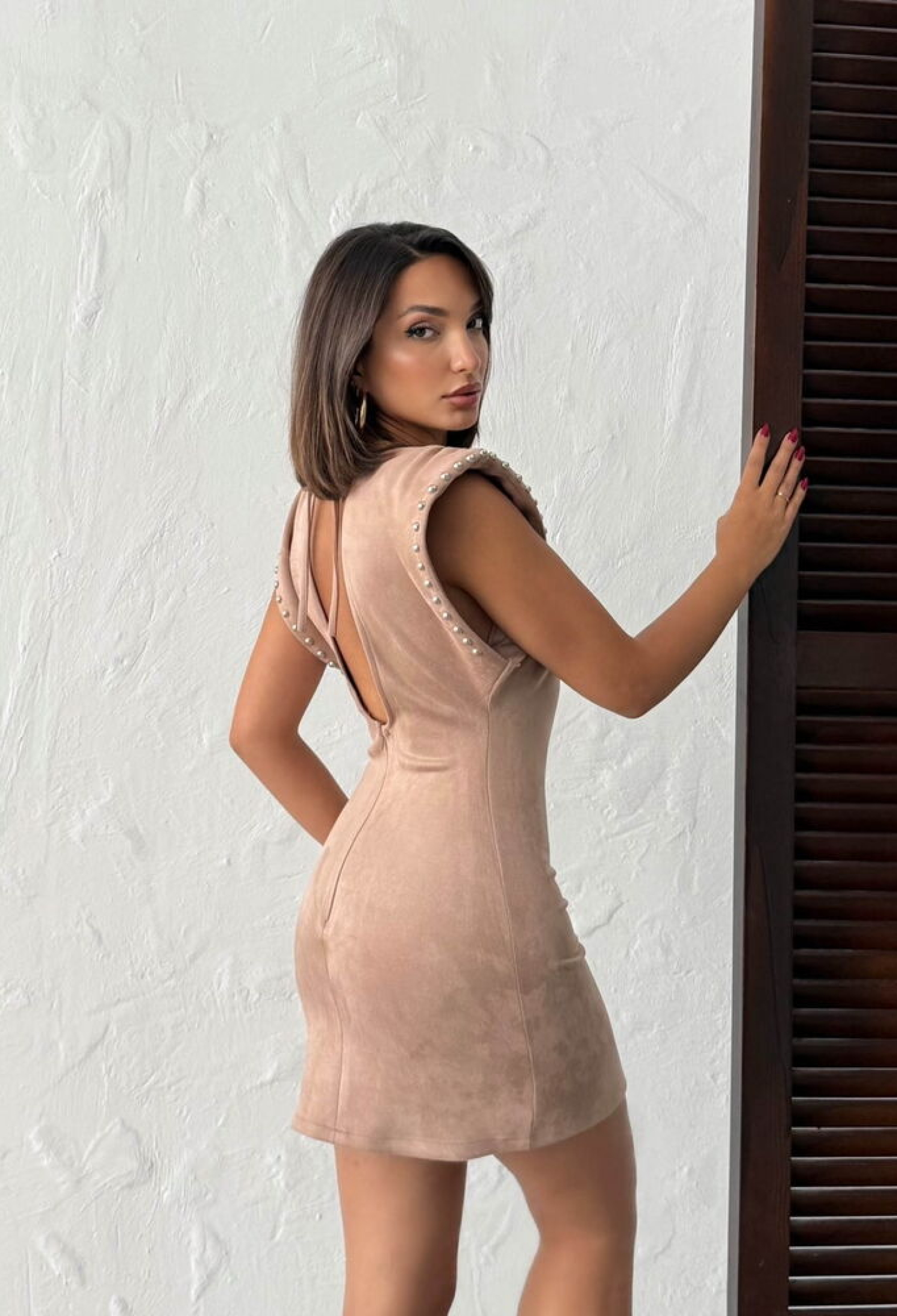 Beige Sheath Dress With Cap Sleeves - Brand: Topshow - Women & Kids, Baby Clothes Wholesale - TheBS Women