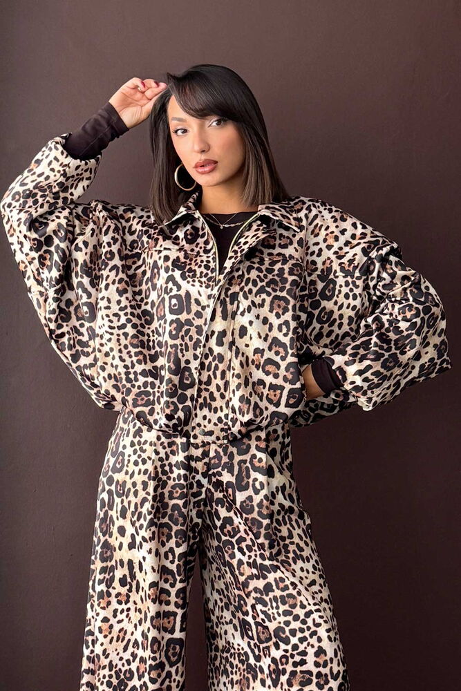 Brown Oversized Fit Leopard Print Jacket - Brand: Topshow - Women & Kids, Baby Clothes Wholesale - TheBS Women Brown Oversized Fit Leopard Print Jacket - Brand: Topshow - Women & Kids, Baby Clothes Wholesale - TheBS Women