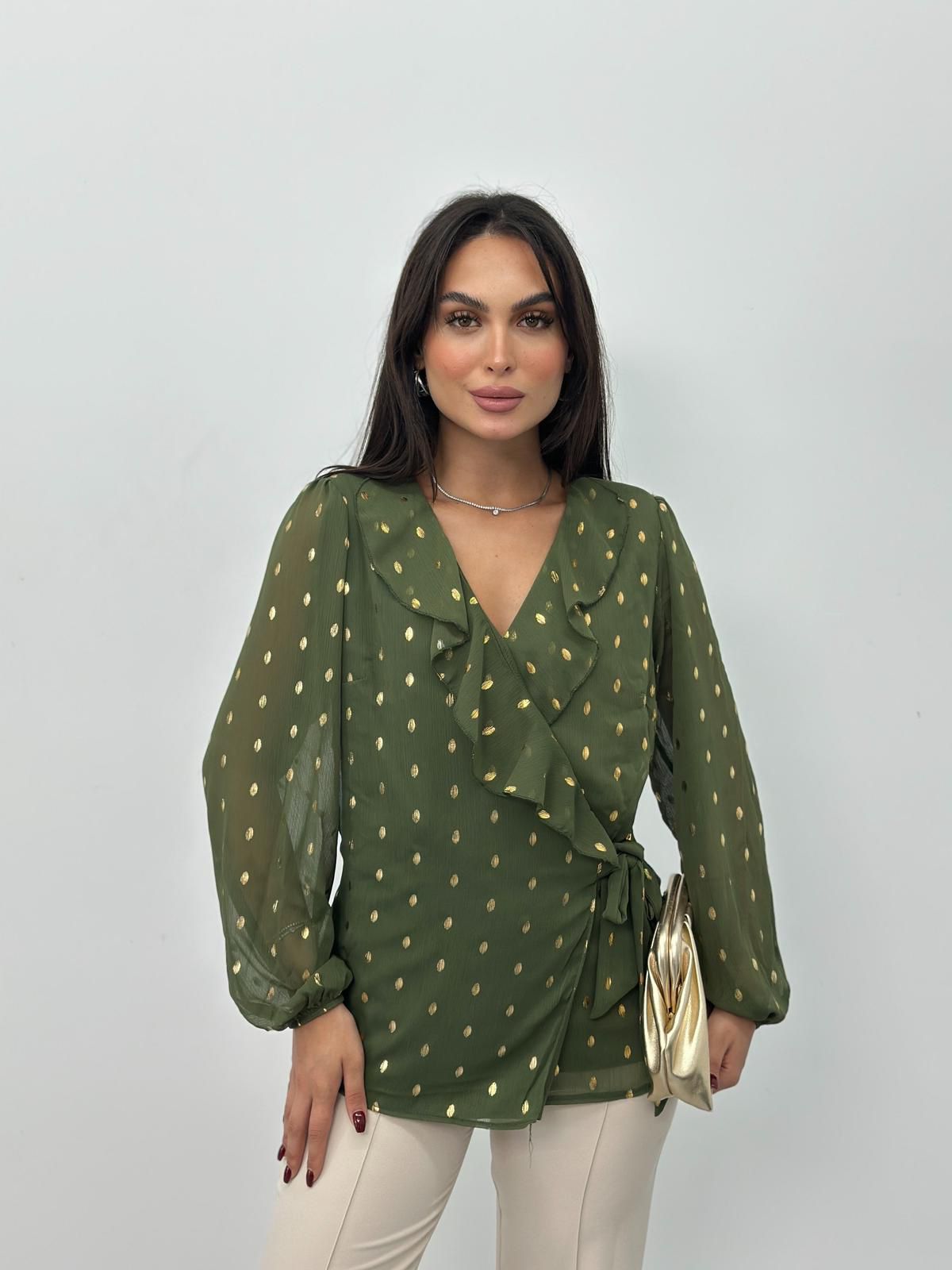 Green Polka Dot Elegant Blouse - Brand: STEPS - Women & Kids, Baby Clothes Wholesale - TheBS Women Green Polka Dot Elegant Blouse - Brand: STEPS - Women & Kids, Baby Clothes Wholesale - TheBS Women
