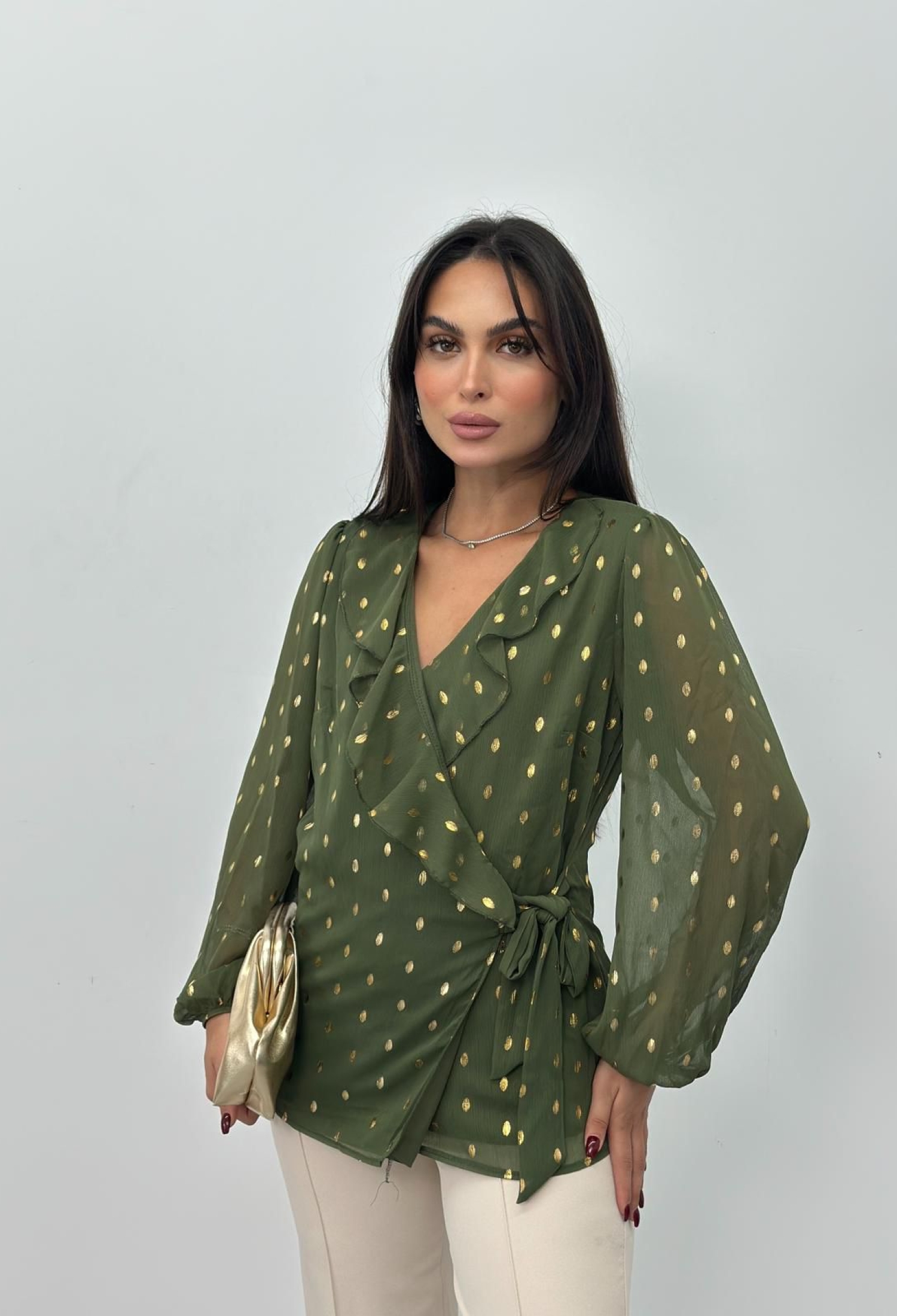 Green Polka Dot Elegant Blouse - Brand: STEPS - Women & Kids, Baby Clothes Wholesale - TheBS Women