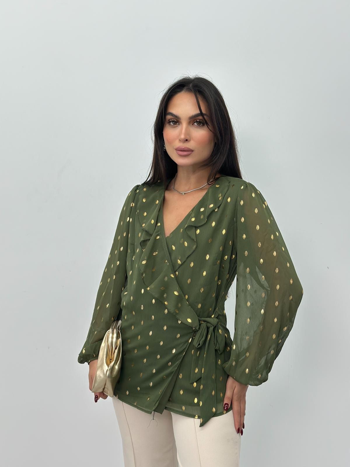 Green Polka Dot Elegant Blouse - Brand: STEPS - Women & Kids, Baby Clothes Wholesale - TheBS Women Green Polka Dot Elegant Blouse - Brand: STEPS - Women & Kids, Baby Clothes Wholesale - TheBS Women