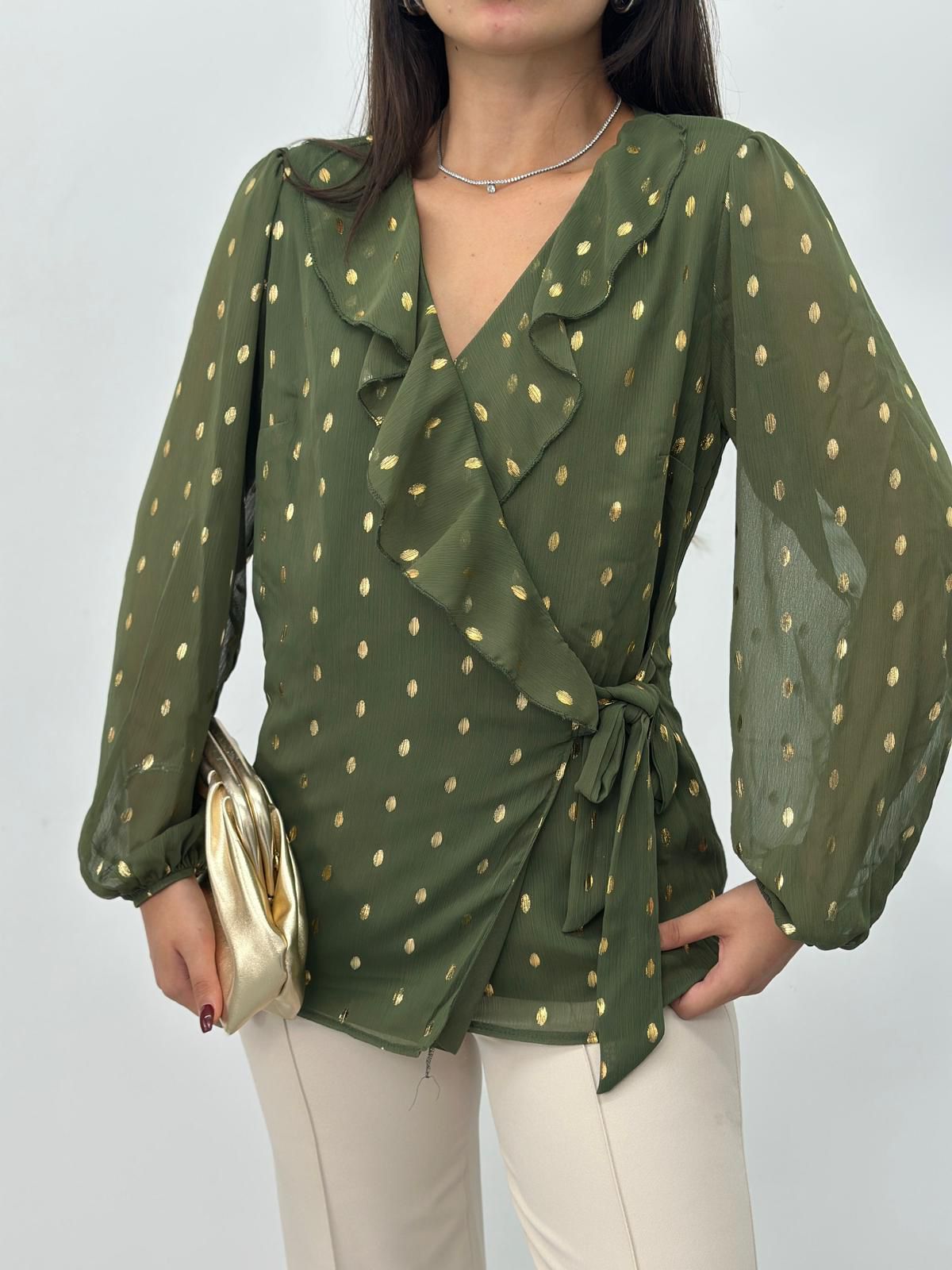 Green Polka Dot Elegant Blouse - Brand: STEPS - Women & Kids, Baby Clothes Wholesale - TheBS Women Green Polka Dot Elegant Blouse - Brand: STEPS - Women & Kids, Baby Clothes Wholesale - TheBS Women