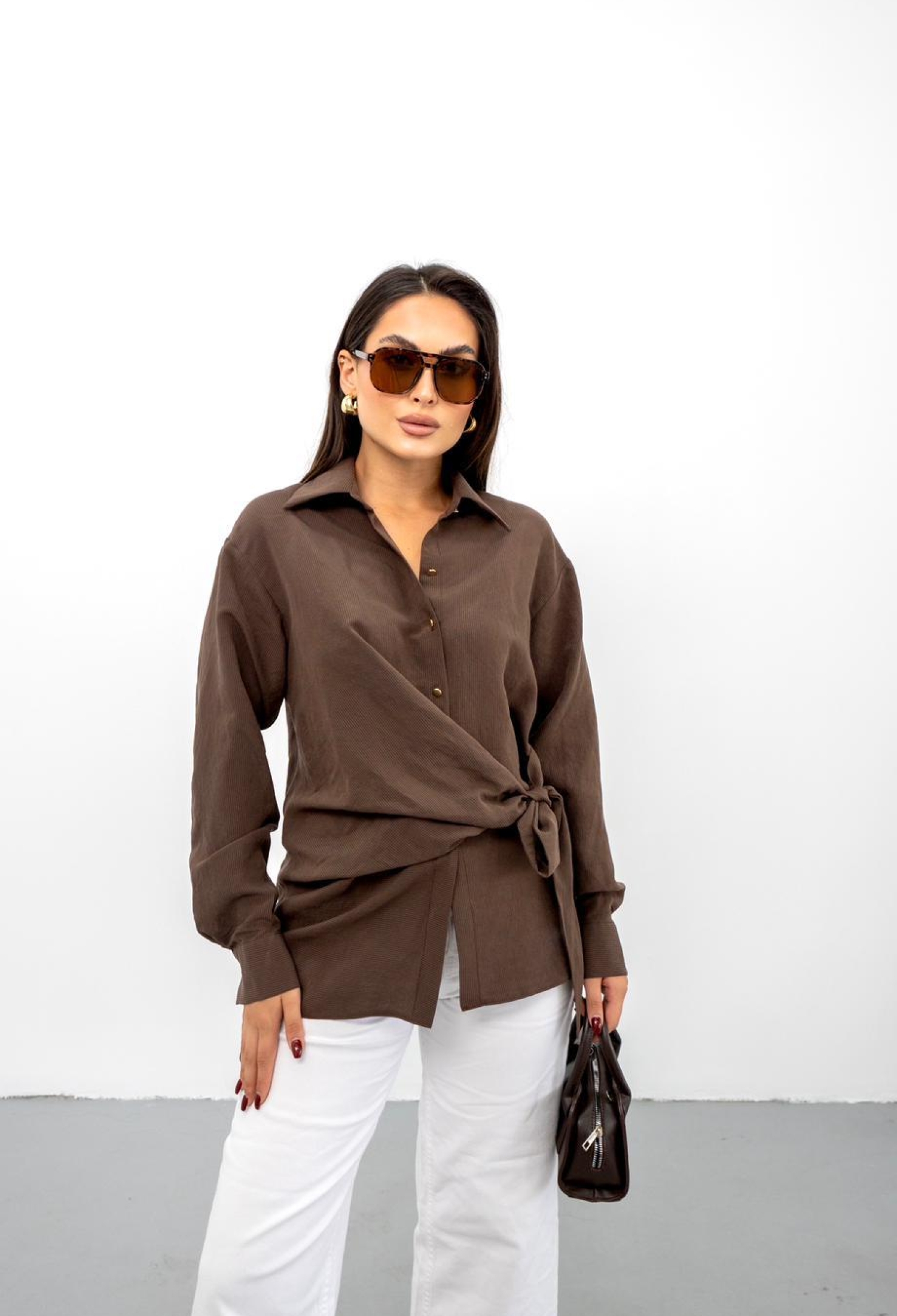 Brown Casual Elegant Shirt - Brand: STEPS - Women & Kids, Baby Clothes Wholesale - TheBS Women