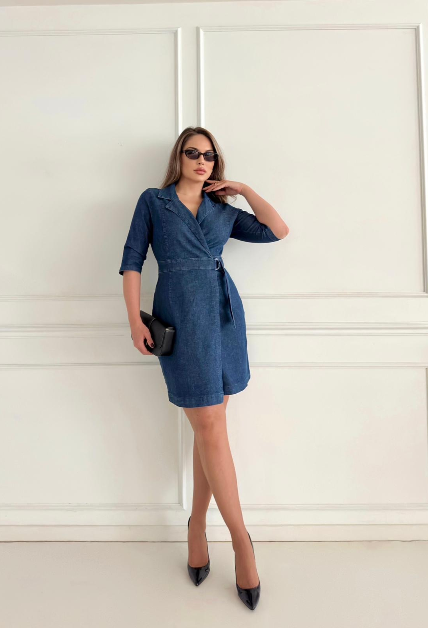 Blue Elegant Wrap Dress With Notched Neck - Brand: STEPS - Women & Kids, Baby Clothes Wholesale - TheBS Women