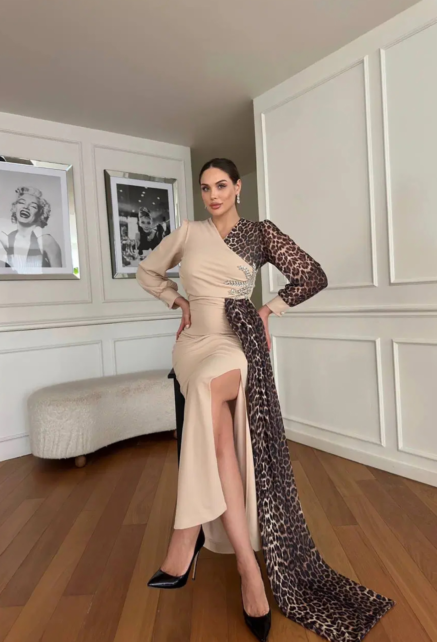 ElegantSheath Dress With Leopard Print - Brand: Mode Roy - Women & Kids, Baby Clothes Wholesale - TheBS Women