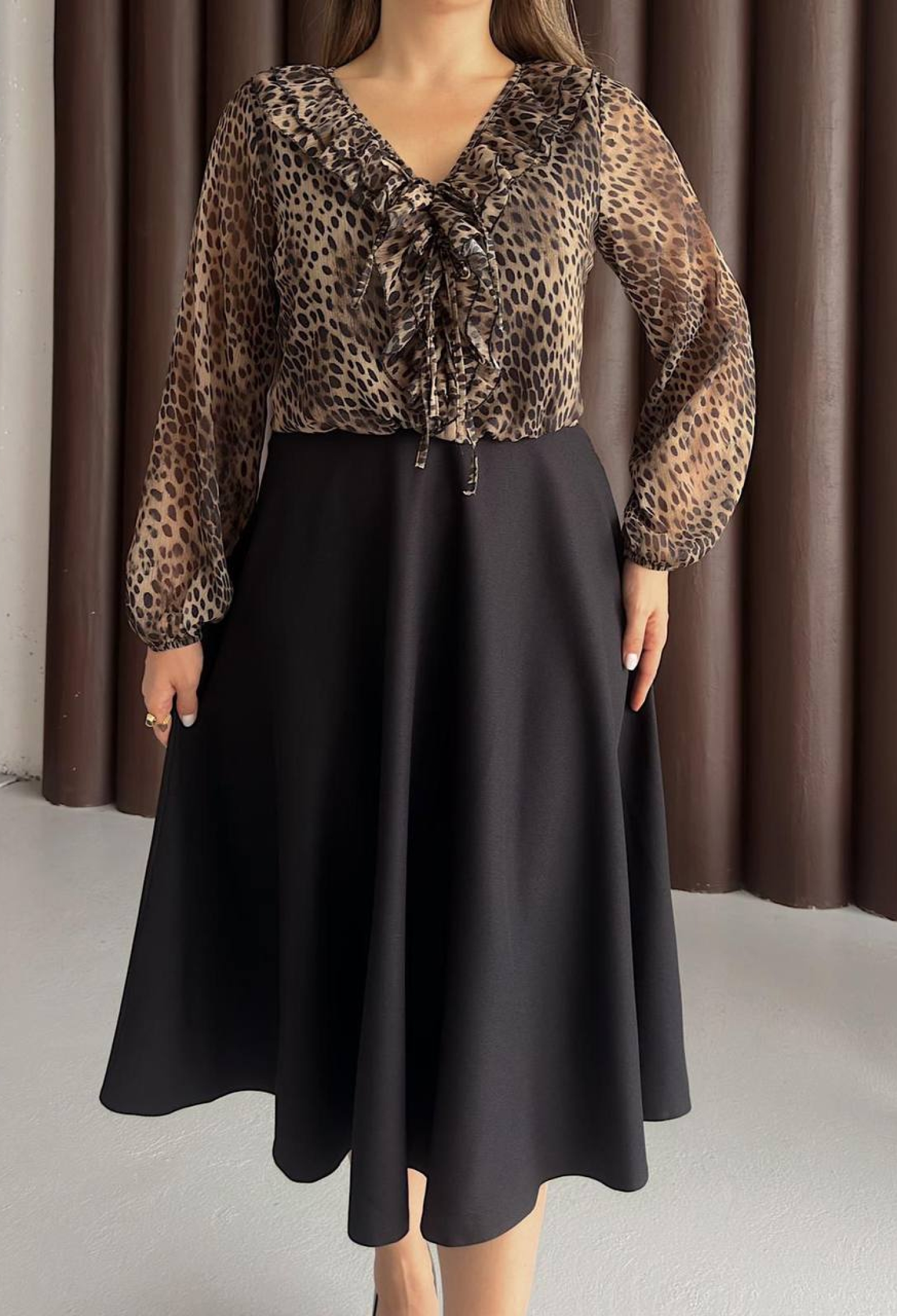 Elegant Black Fit And Flare Midi Dress - Brand: STEPS - Women & Kids, Baby Clothes Wholesale - TheBS Women