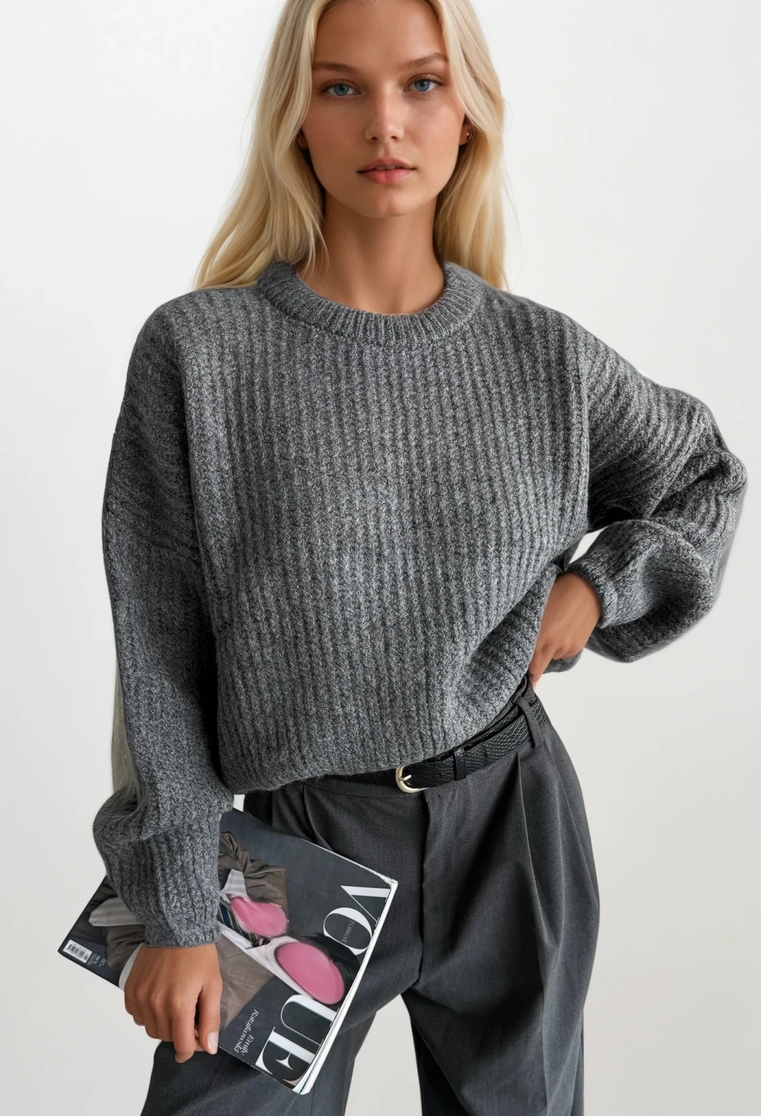 Sweater With Ballon Sleeves - Casual Elegant Preppy - Brand: Black Fashion - Women & Kids, Baby Clothes Wholesale - TheBS Women