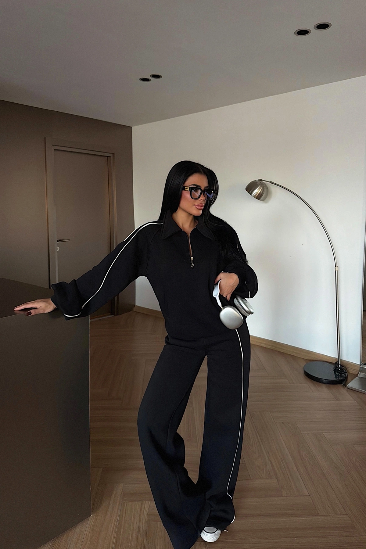 Tracksuit With Polo Neck & Wide Leg Palazzo Pants - Brand: EYYO ATELIER - Women & Kids, Baby Clothes Wholesale - TheBS Women Tracksuit With Polo Neck & Wide Leg Palazzo Pants - Brand: EYYO ATELIER - Women & Kids, Baby Clothes Wholesale - TheBS Women