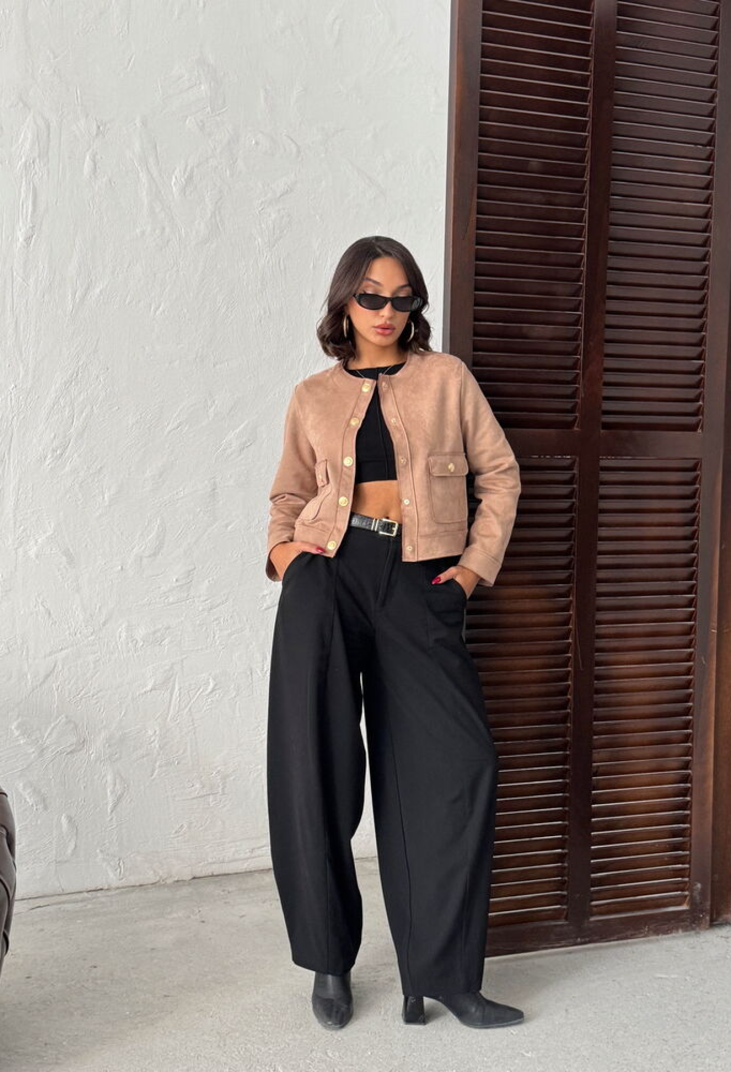 Beige Overshirt Jacket With Snap Closure - Brand: Topshow - Women & Kids, Baby Clothes Wholesale - TheBS Women