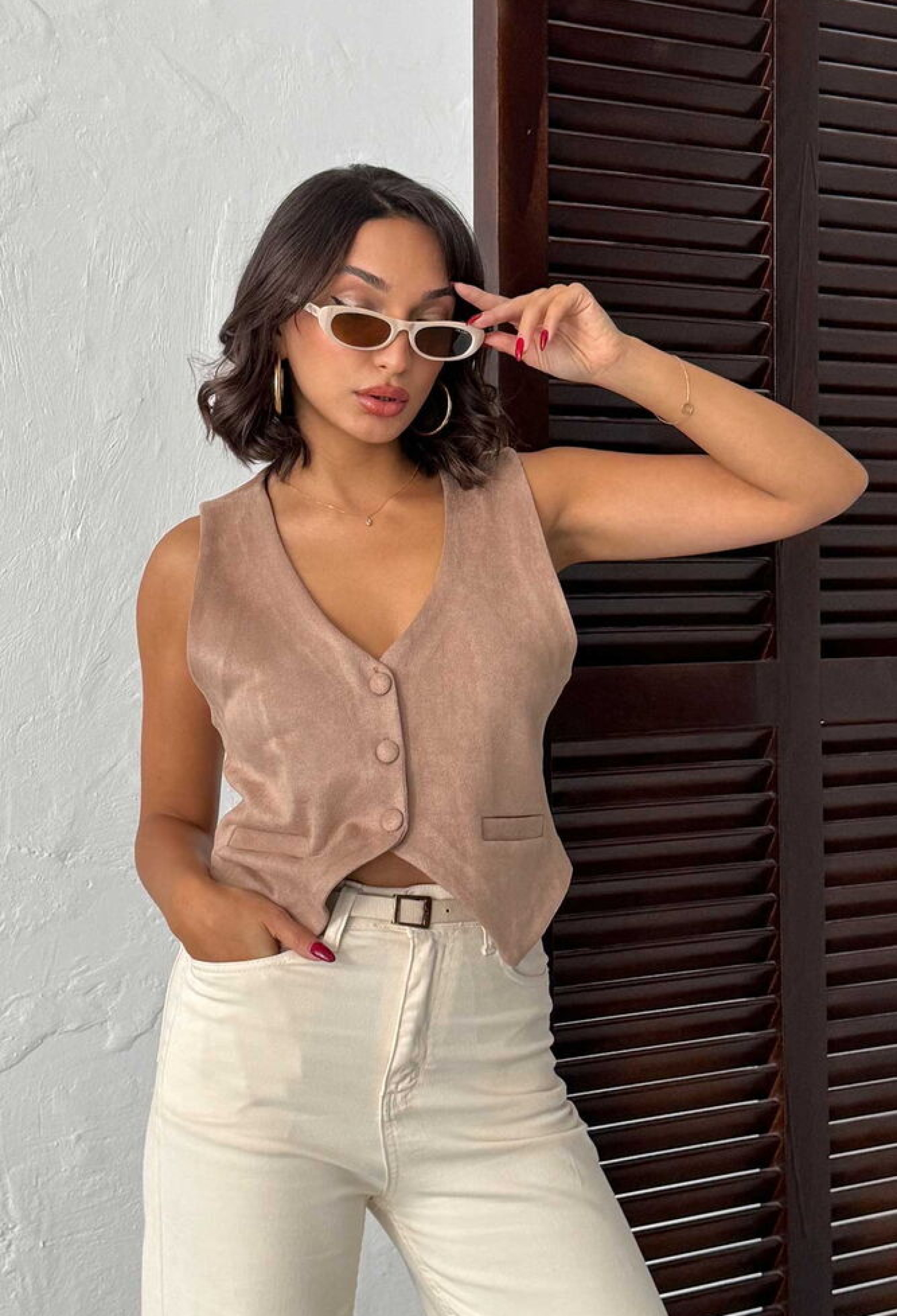 Beige Casual Elegant Vintage Vest - Brand: Topshow - Women & Kids, Baby Clothes Wholesale - TheBS Women