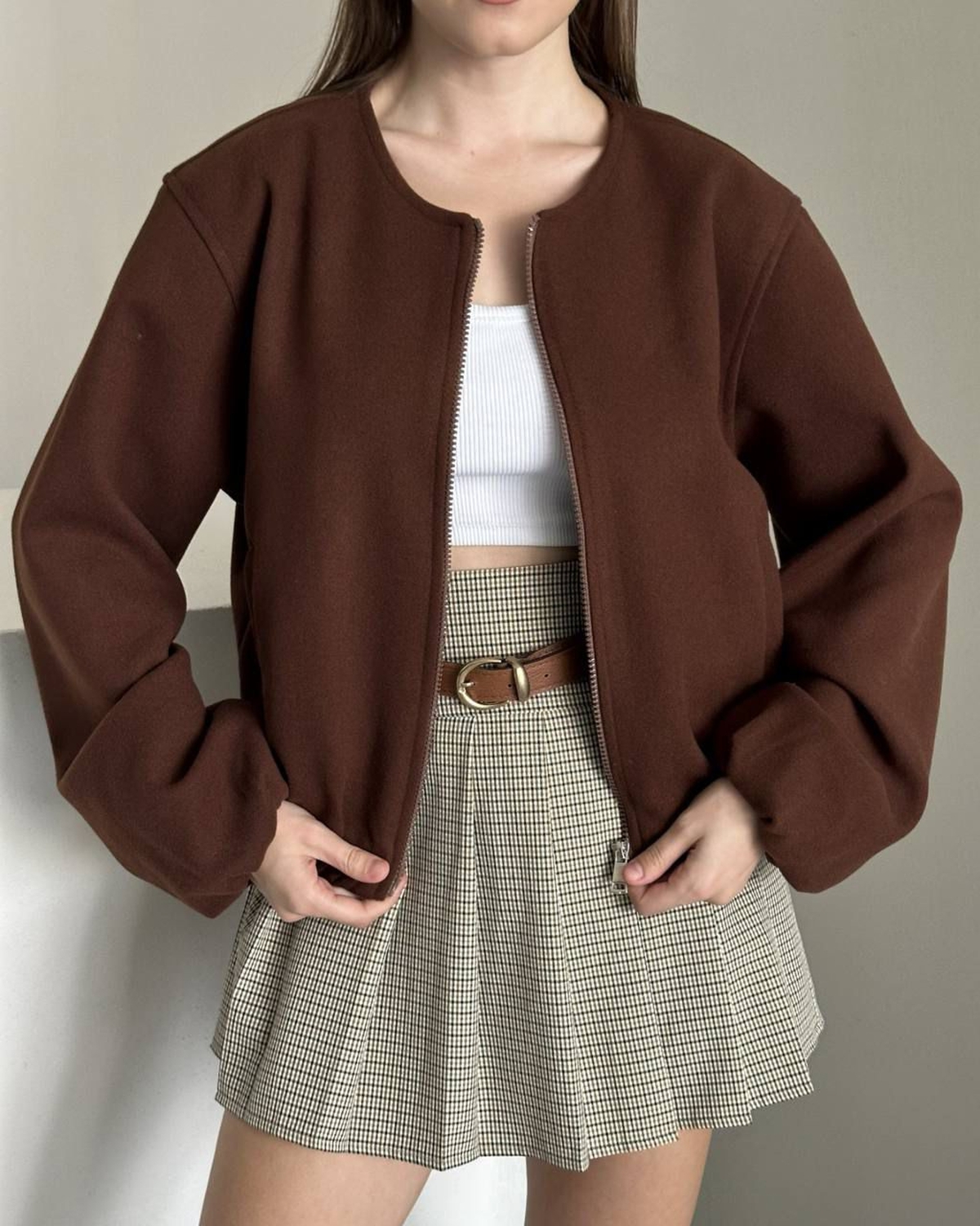 Brown Bomber Jacket - Brand: My Jest Fashion - Women & Kids, Baby Clothes Wholesale - TheBS Women Brown Bomber Jacket - Brand: My Jest Fashion - Women & Kids, Baby Clothes Wholesale - TheBS Women