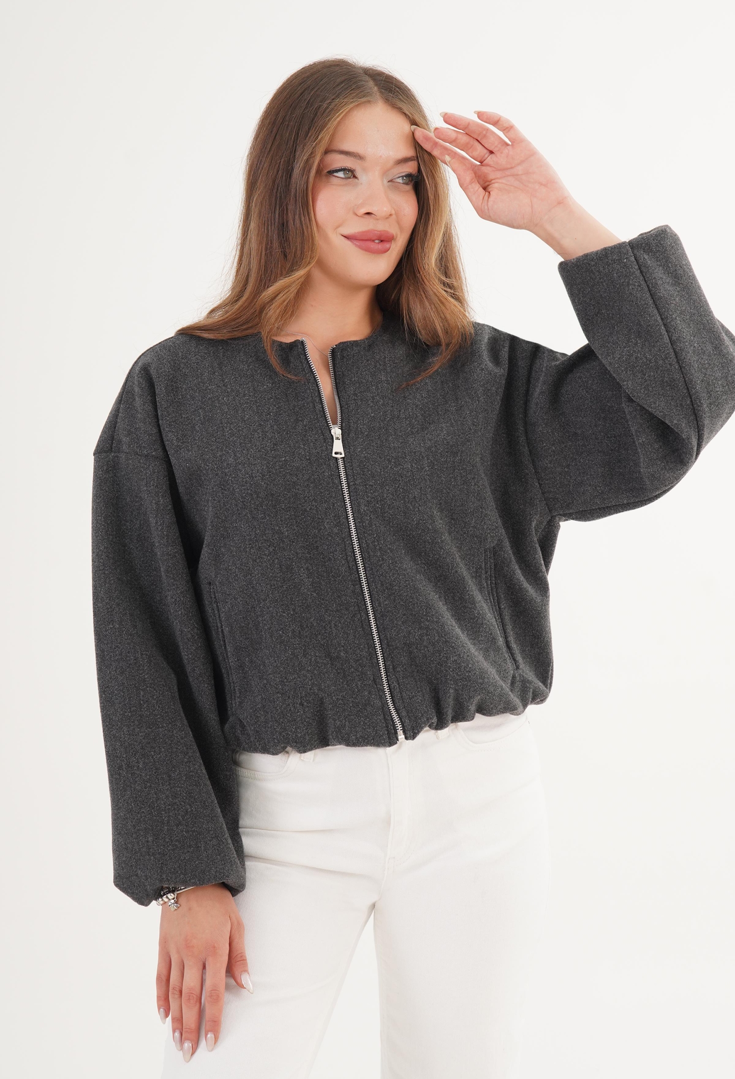 Grey Oversized Fit Shacket Jacket - Brand: Lustrin - Women & Kids, Baby Clothes Wholesale - TheBS Women