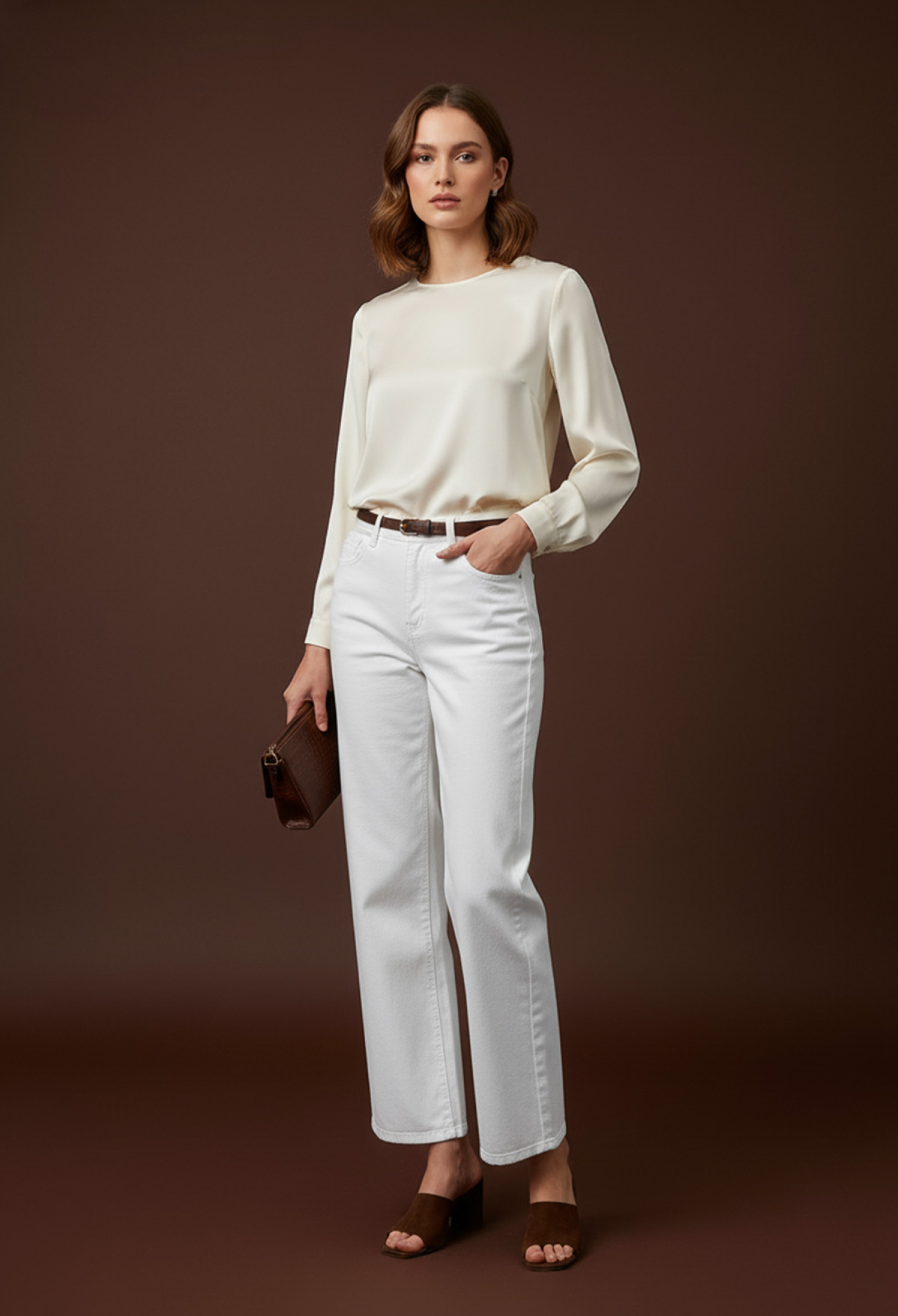 White Mom Pants With Straight Leg And Zip Up Closure - Brand: SOUL - Women & Kids, Baby Clothes Wholesale - TheBS Women