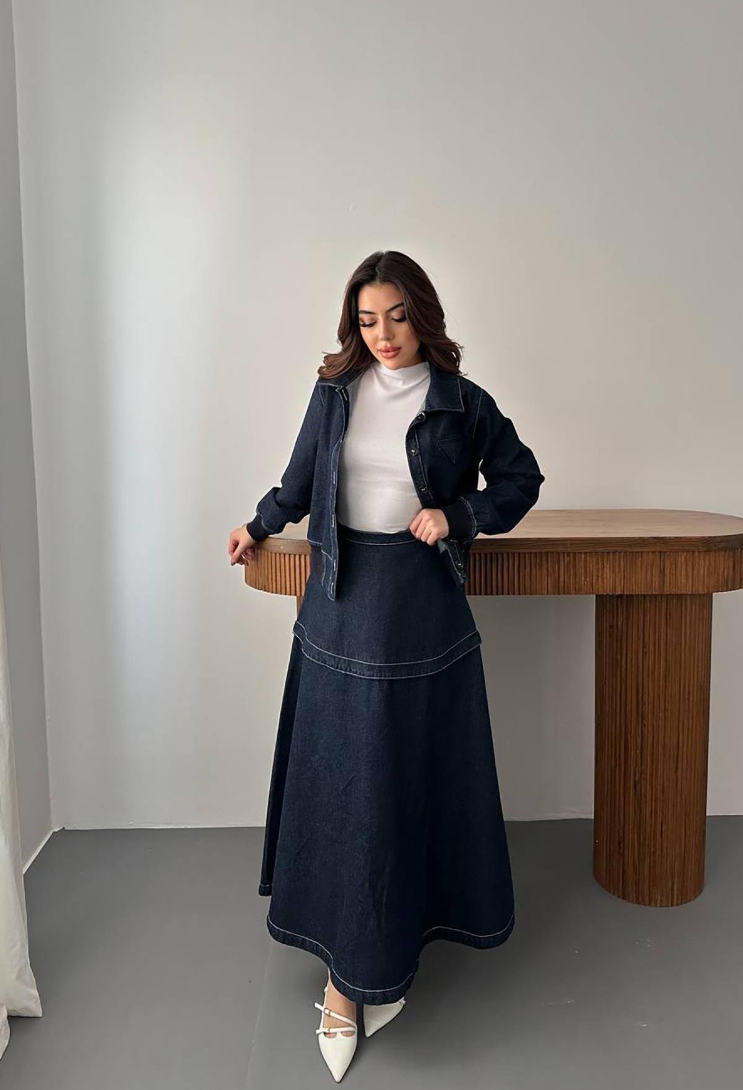 Navy Blue Elegant Casual Set With Maxi A-Line Skirt - Brand: Elisa - Women & Kids, Baby Clothes Wholesale - TheBS Women