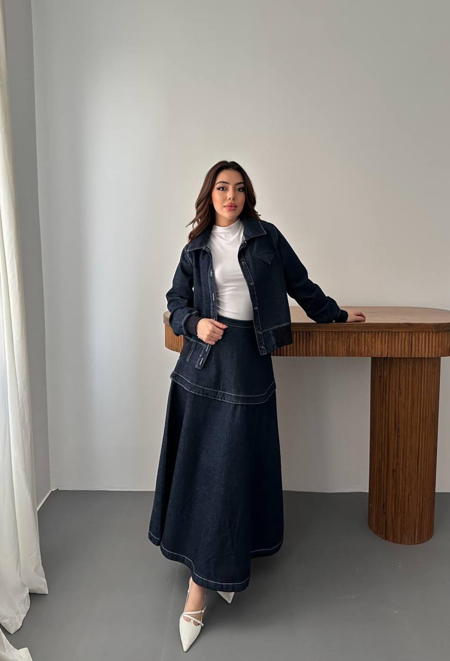 Navy Blue Elegant Casual Set With Maxi A-Line Skirt - Brand: Elisa - Women & Kids, Baby Clothes Wholesale - TheBS Women