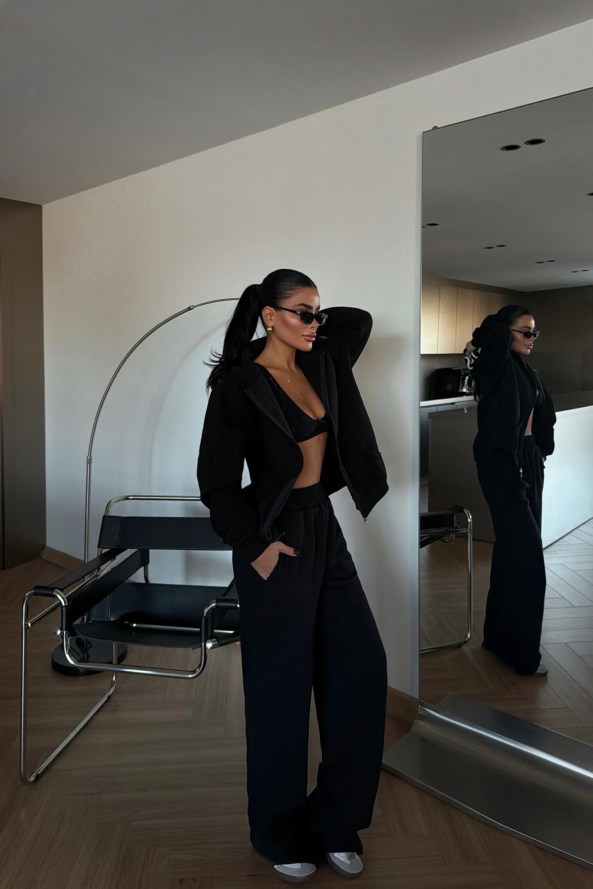 Tracksuit With Hooded Neck & Wide Leg Joggers - Brand: EYYO ATELIER - Women & Kids, Baby Clothes Wholesale - TheBS Women Tracksuit With Hooded Neck & Wide Leg Joggers - Brand: EYYO ATELIER - Women & Kids, Baby Clothes Wholesale - TheBS Women