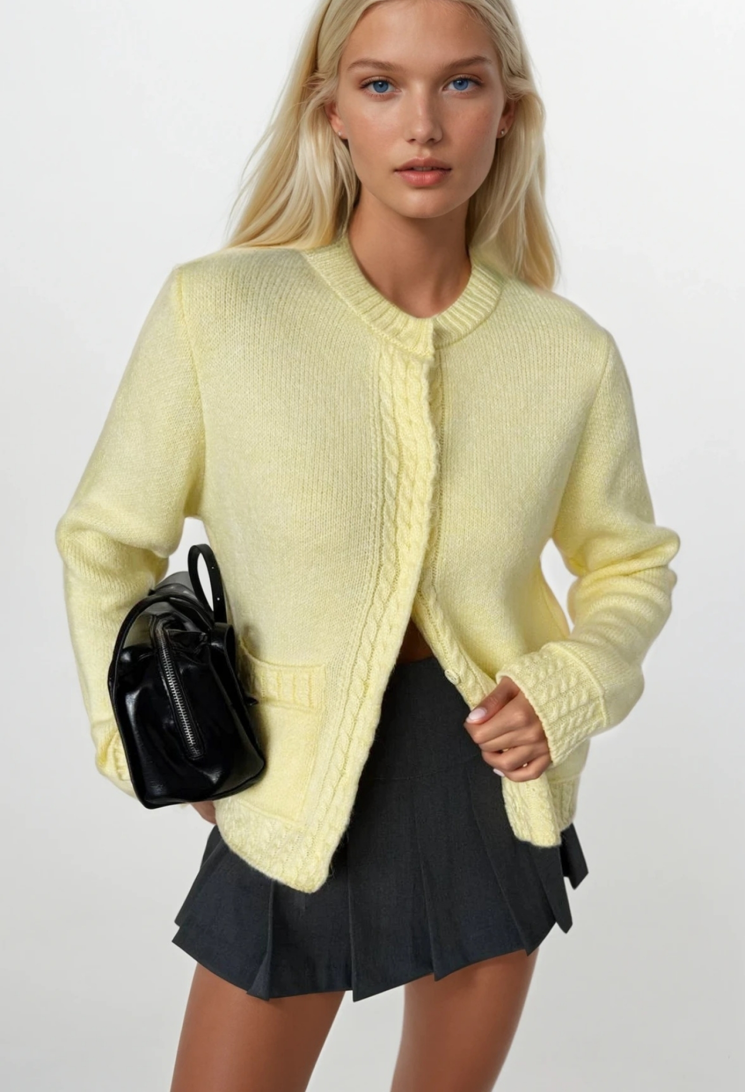 Cardigan With Buttoned Flap Pockets - Brand: Black Fashion - Women & Kids, Baby Clothes Wholesale - TheBS Women