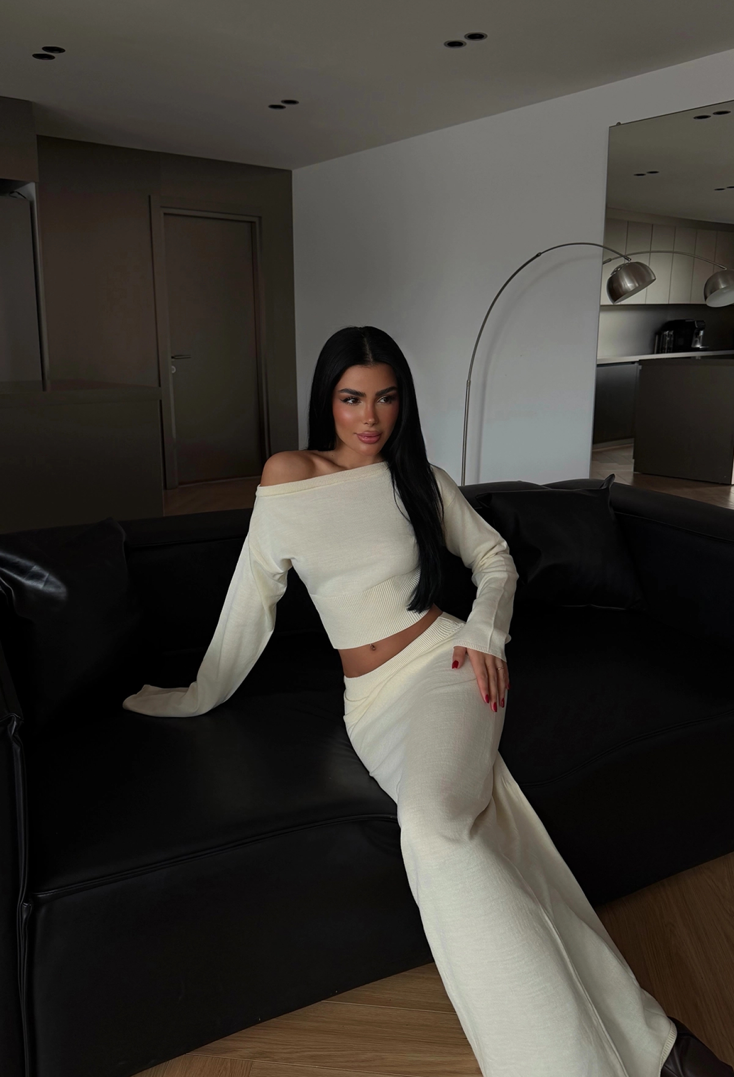 Beige Elegant Slim Fit Suit With Maxi Bodycon Skirt - Brand: EYYO ATELIER - Women & Kids, Baby Clothes Wholesale - TheBS Women