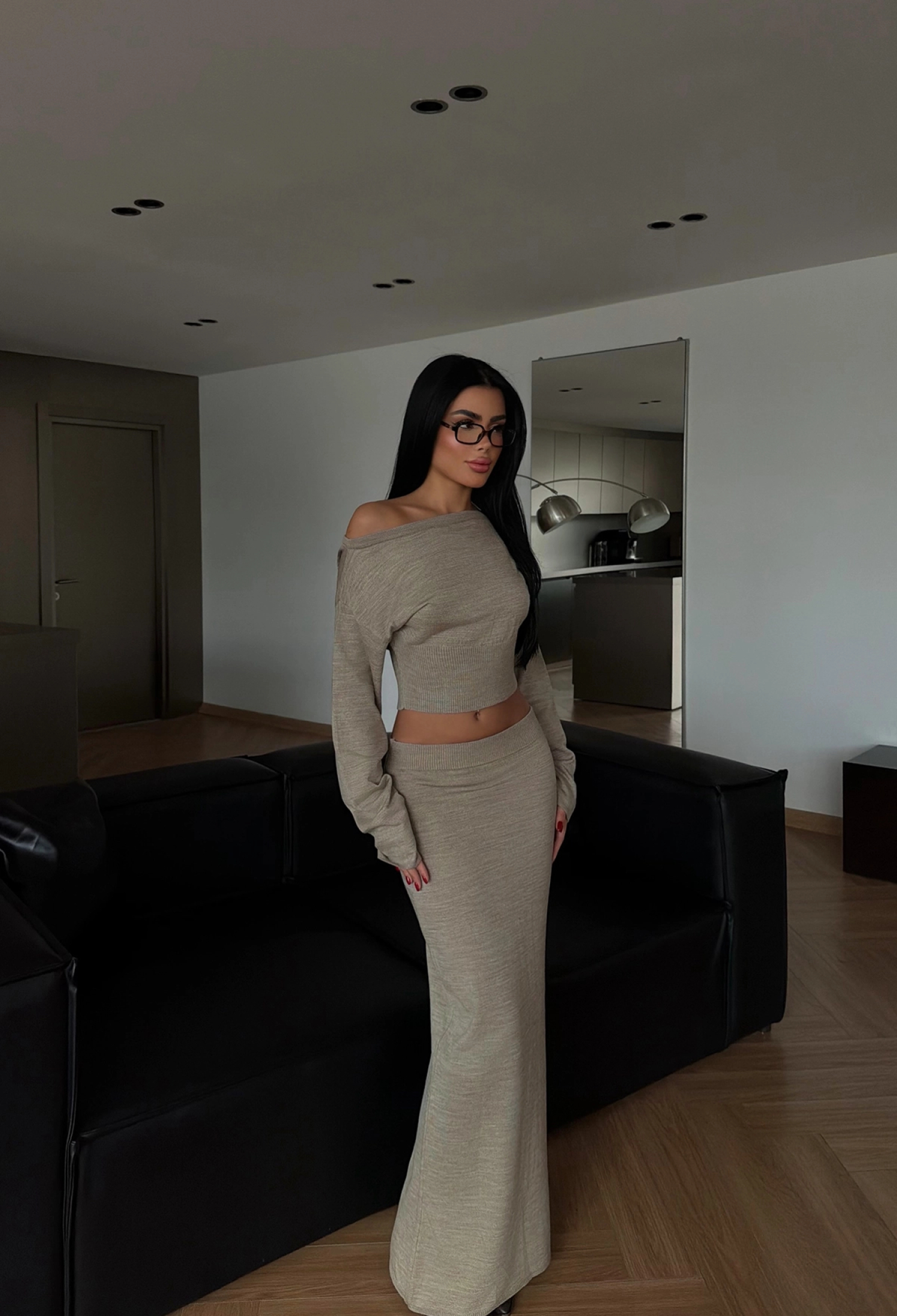 Beige Slim Fit Mermaid Maxi Suit - Brand: EYYO ATELIER - Women & Kids, Baby Clothes Wholesale - TheBS Women