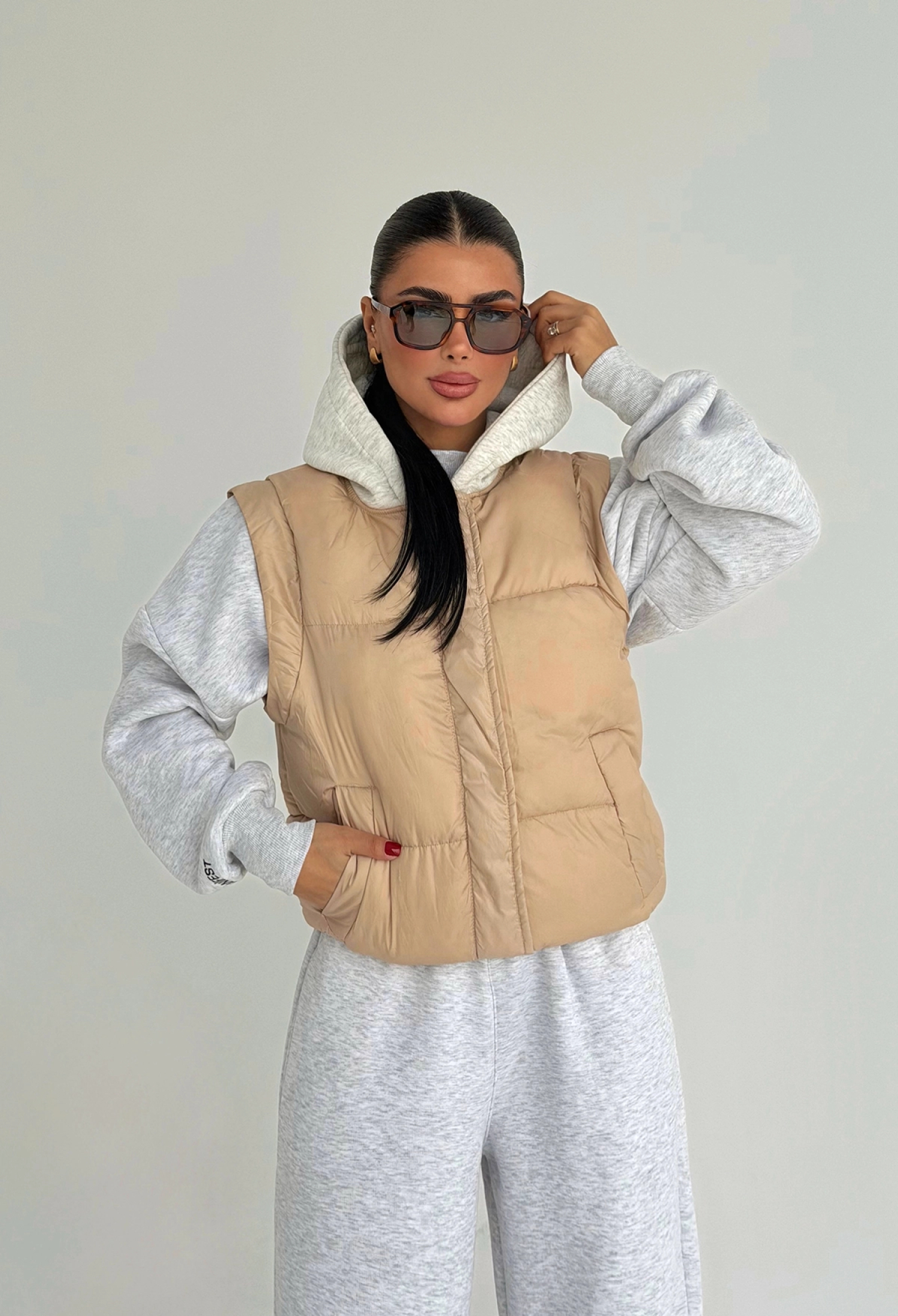 Beige Casual Sport Streetwear Vest - Brand: EYYO ATELIER - Women & Kids, Baby Clothes Wholesale - TheBS Women
