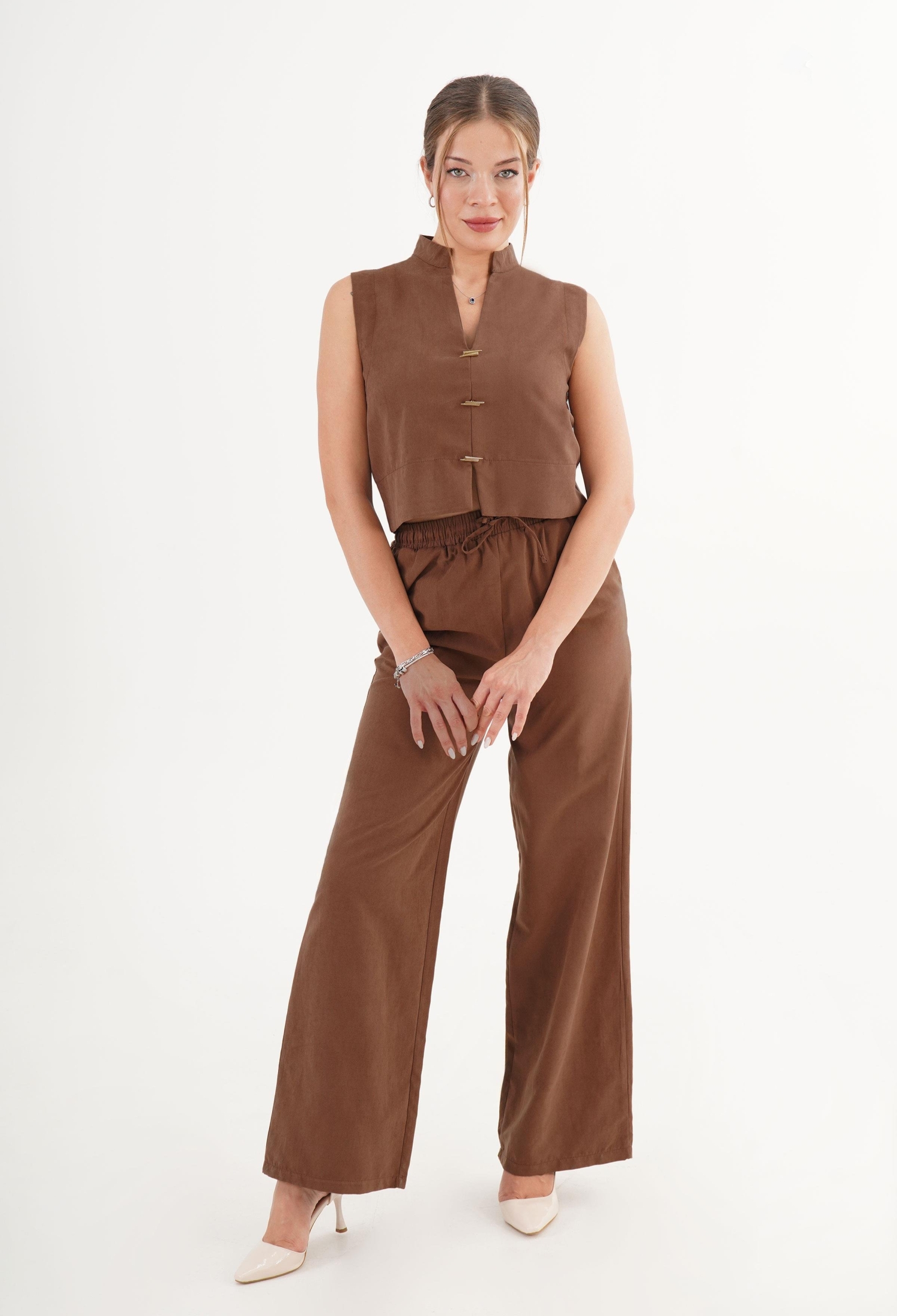 Brown Elegant Casual Set - Brand: Lustrin - Women & Kids, Baby Clothes Wholesale - TheBS Women