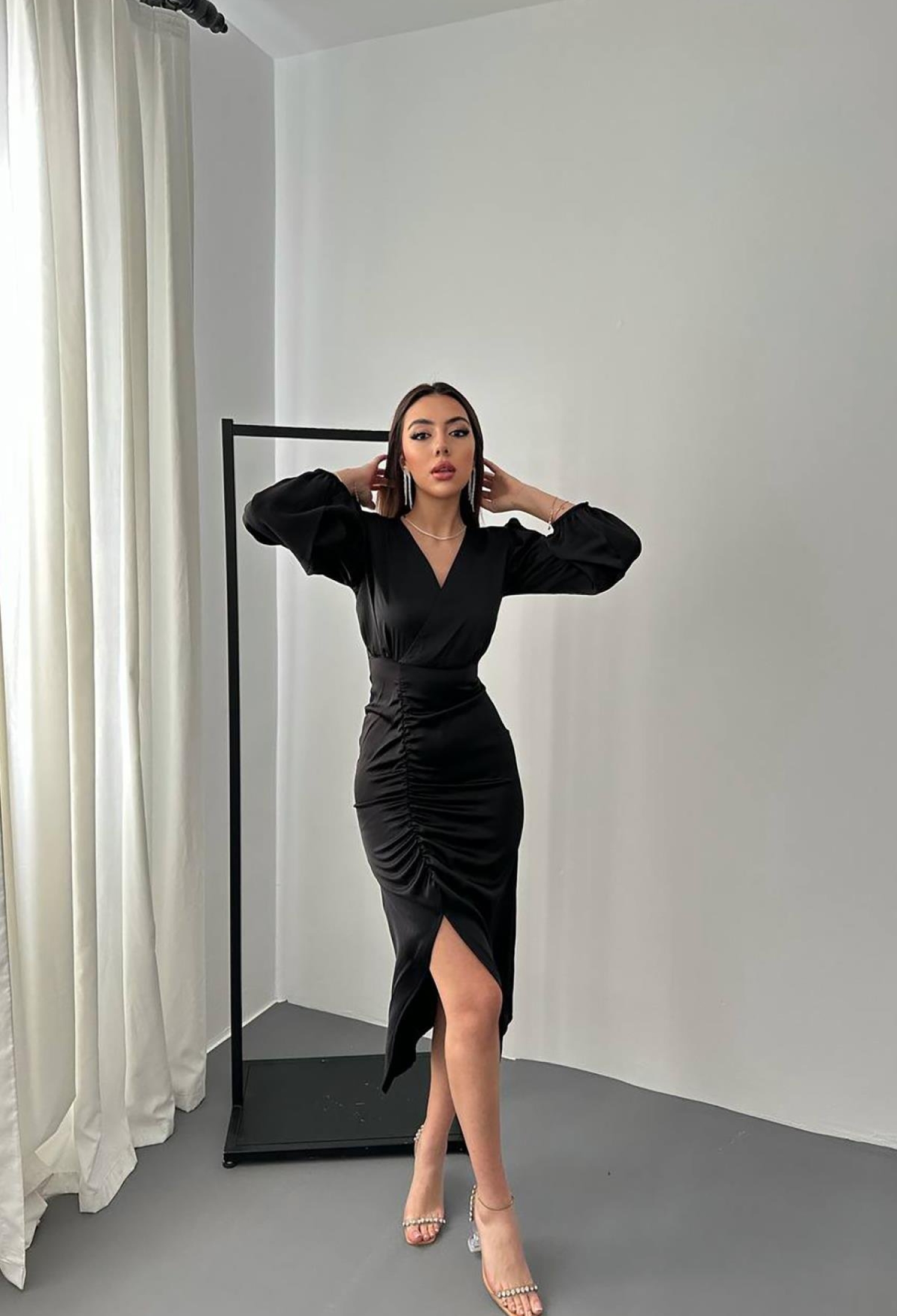 V-Neck Satin Dress - Brand: Elisa - Women & Kids, Baby Clothes Wholesale - TheBS Women