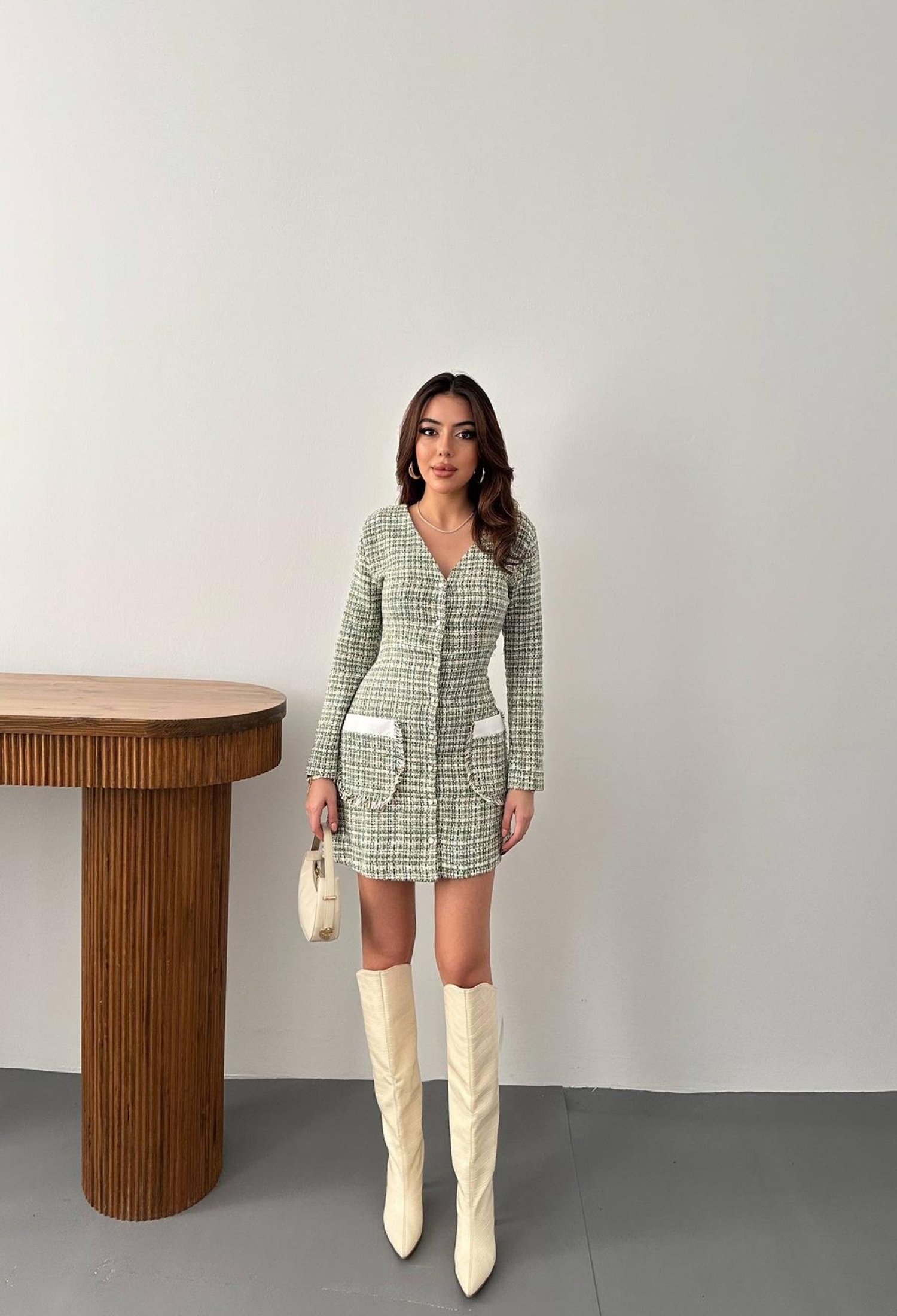 Garnished Plaid Dress - Green - Brand: Elisa - Women & Kids, Baby Clothes Wholesale - TheBS Women