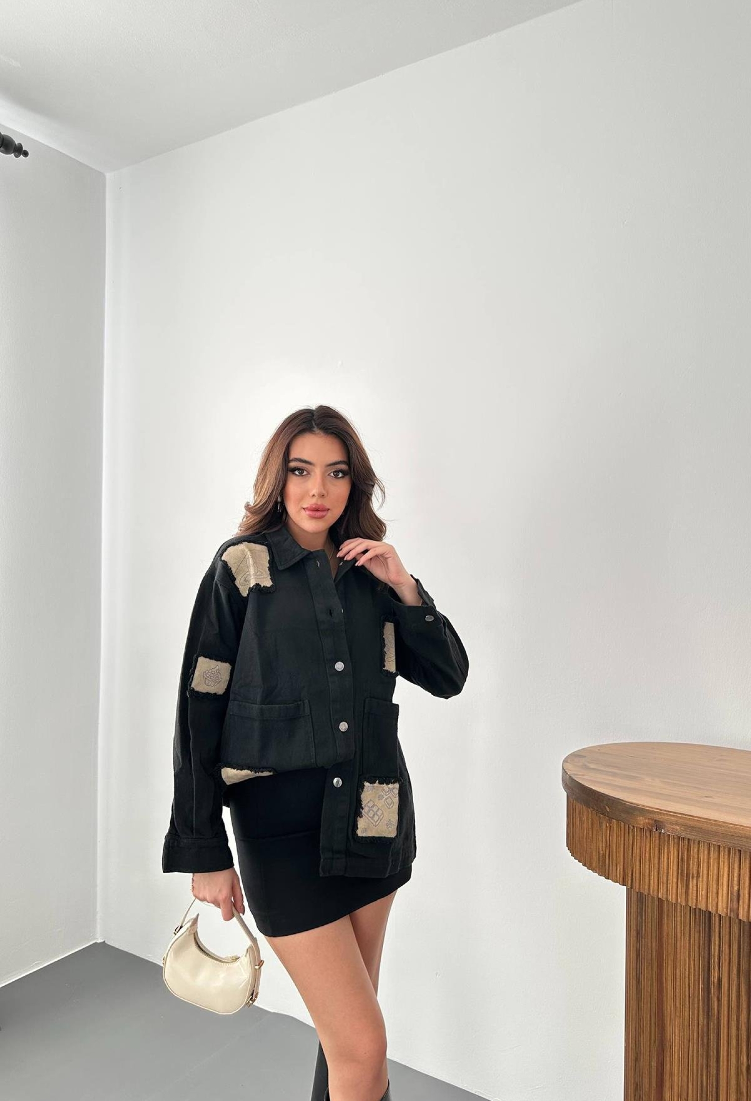 Gabardine Emblem Detailed Shirt Jacket - Brand: Elisa - Women & Kids, Baby Clothes Wholesale - TheBS Women