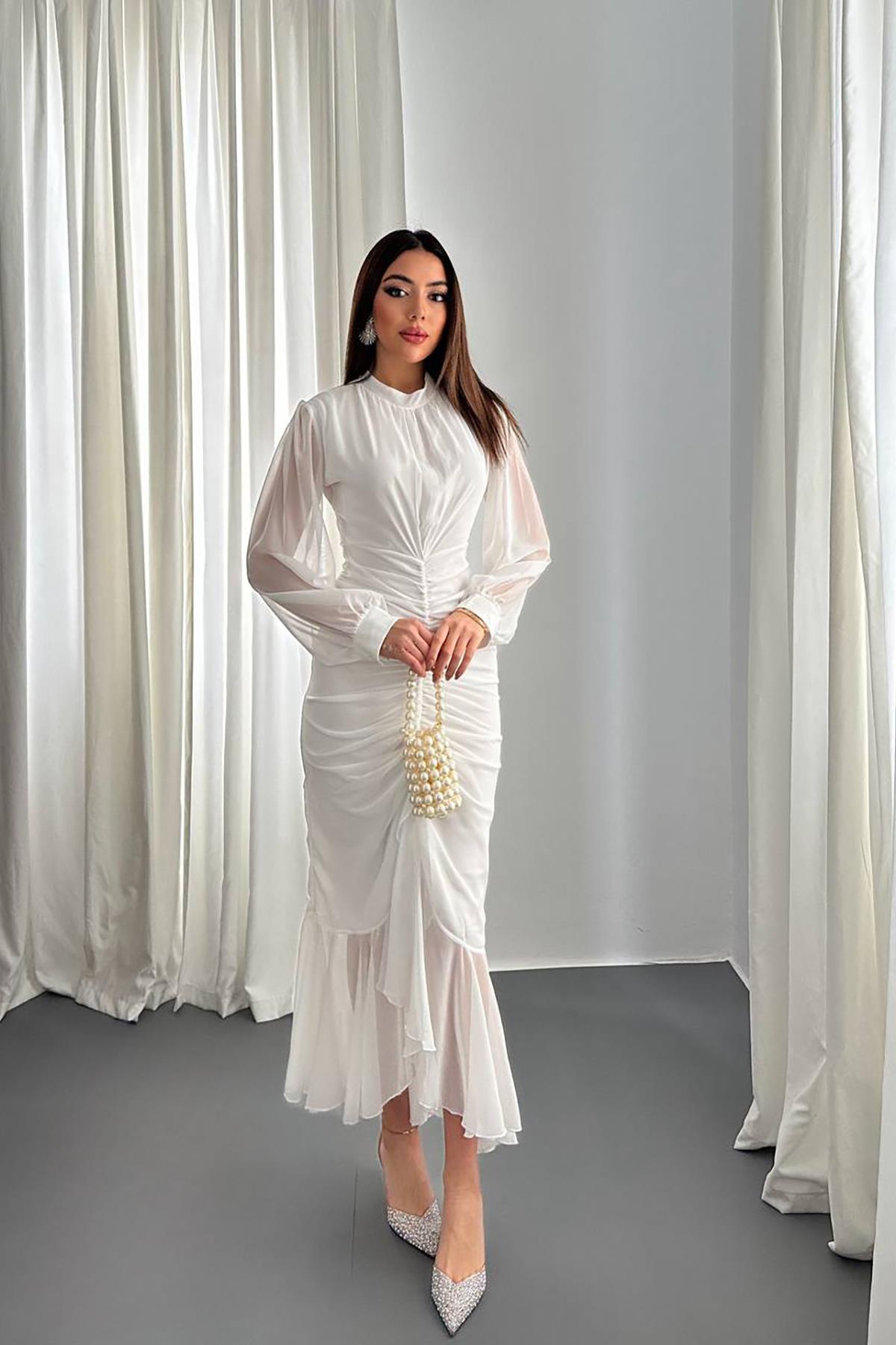 Gathered Front Chiffon Dress - Brand: Elisa - Women & Kids, Baby Clothes Wholesale - TheBS Women