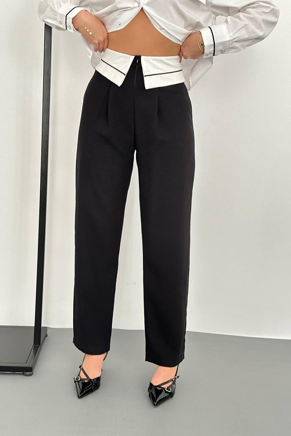 Front Garnished Trousers – Black – Brand: Elisa – Women & Kids, Baby Clothes Wholesale – TheBS Women