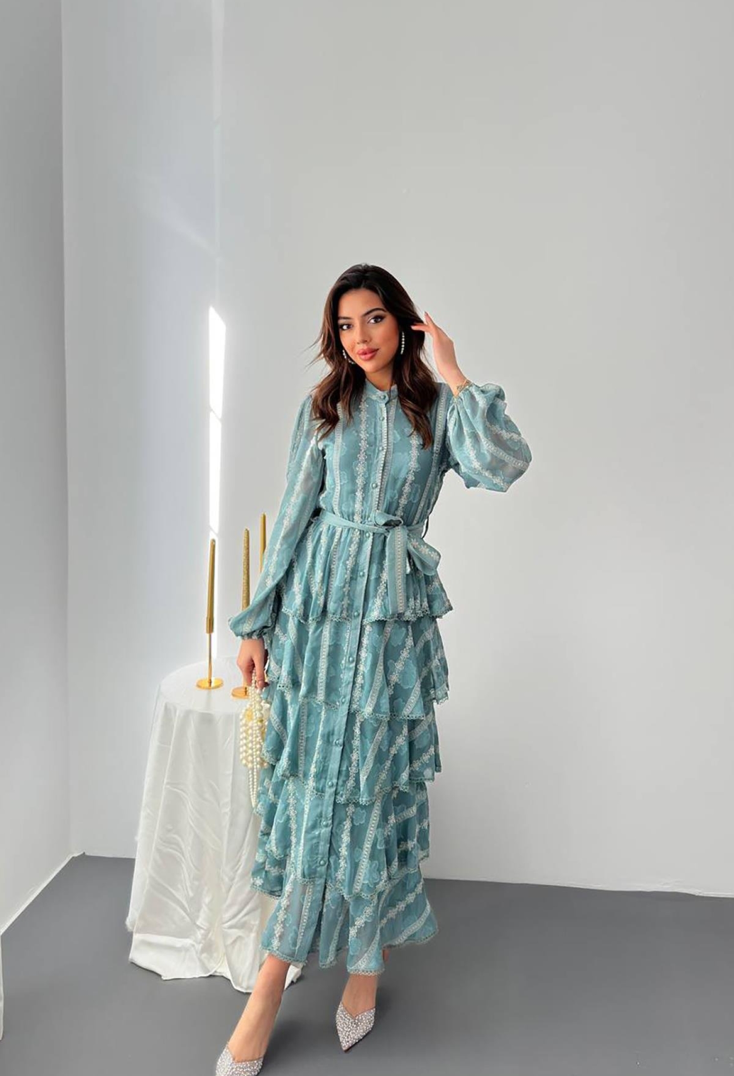 WholesaleLong Ruffle Dress - Brand: Elisa - Women & Kids, Baby Clothes Wholesale - TheBS Women