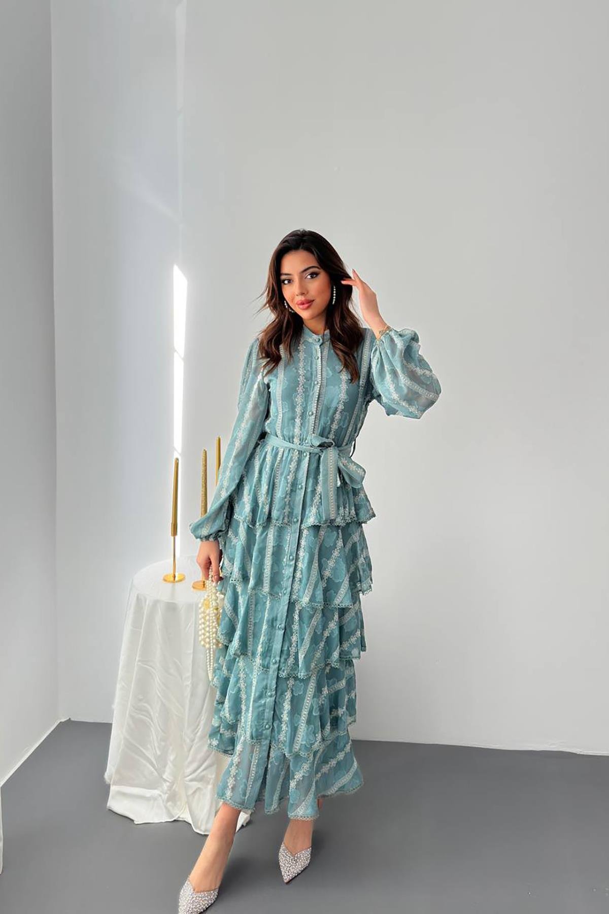 WholesaleLong Ruffle Dress – Brand: Elisa – Women & Kids, Baby Clothes Wholesale – TheBS Women