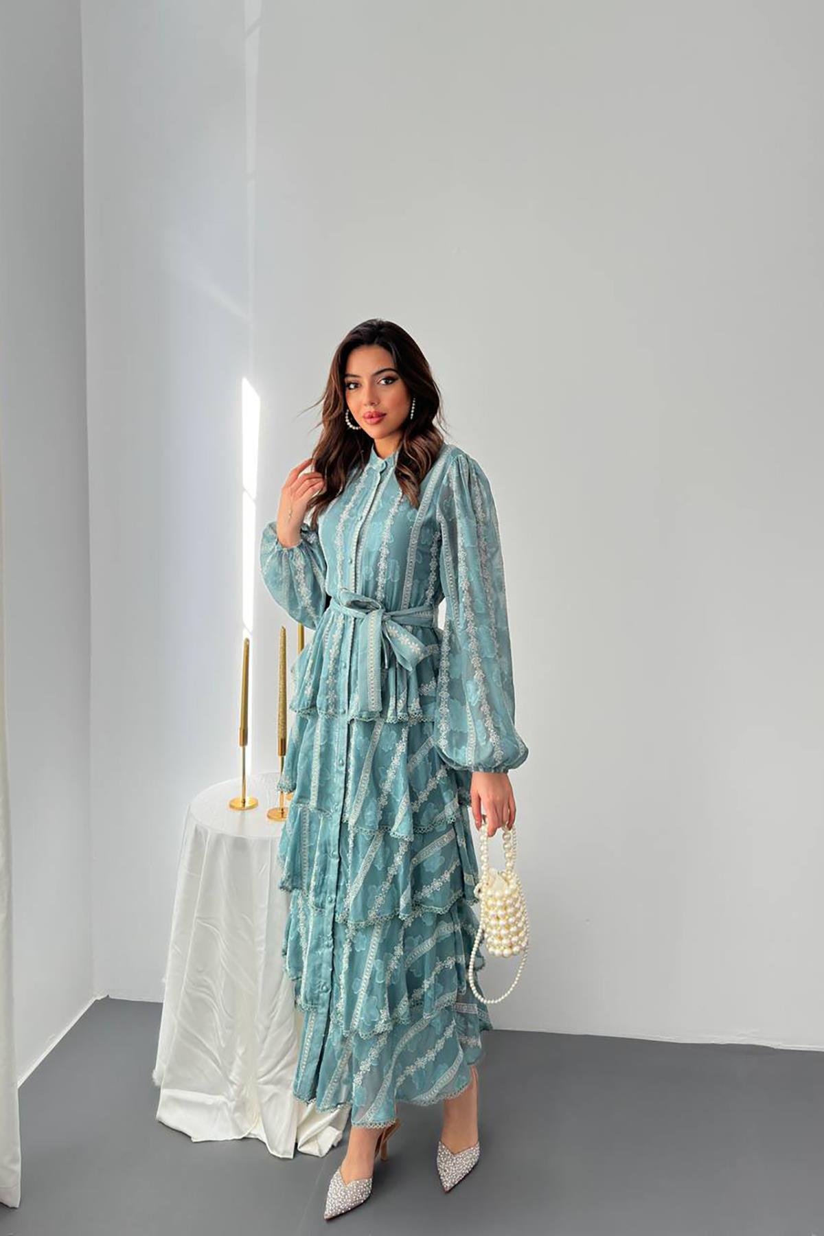 WholesaleLong Ruffle Dress – Brand: Elisa – Women & Kids, Baby Clothes Wholesale – TheBS Women