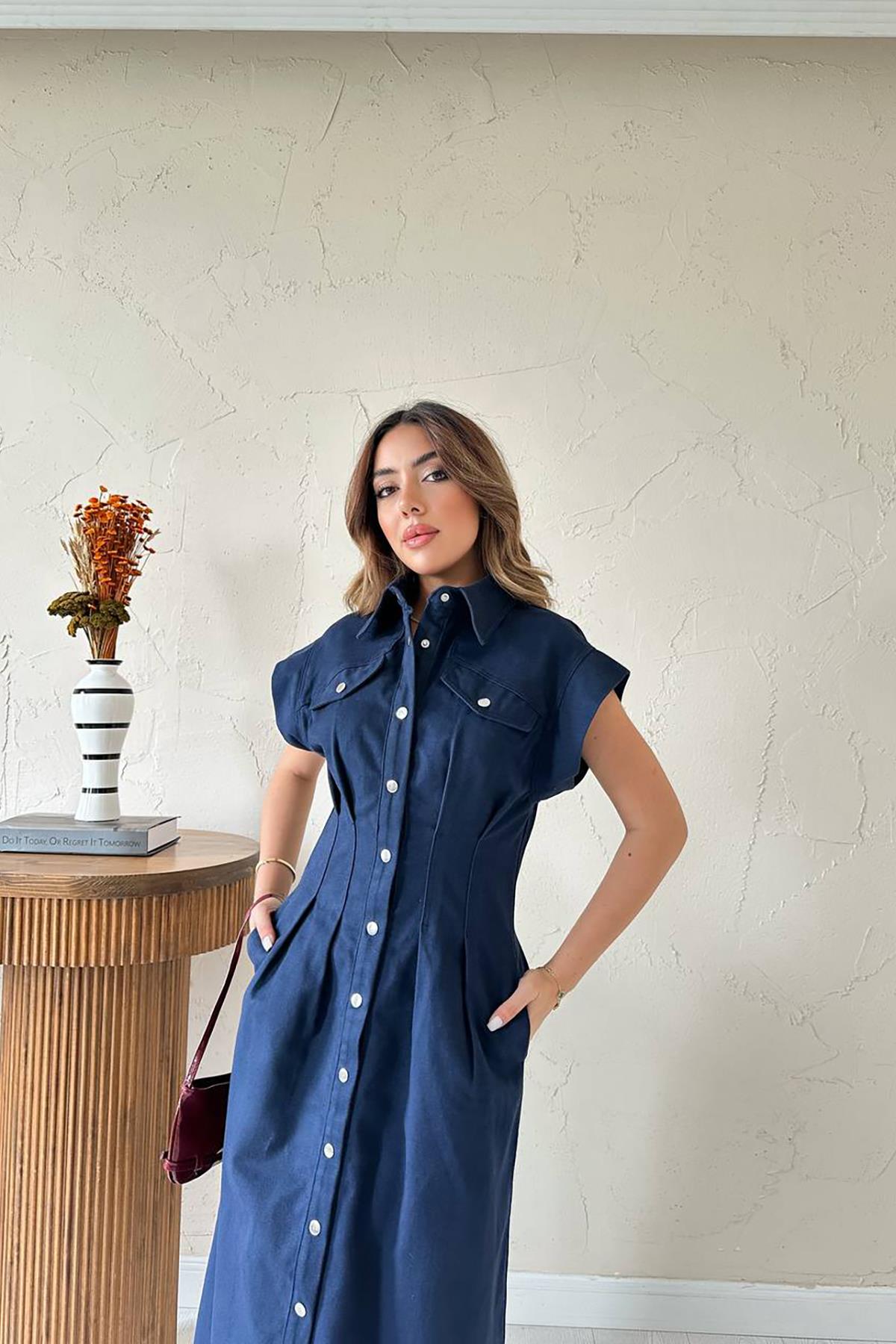 Midi Shirt Dress With Cap Sleeves - Brand: Elisa - Women & Kids, Baby Clothes Wholesale - TheBS Women Midi Shirt Dress With Cap Sleeves - Brand: Elisa - Women & Kids, Baby Clothes Wholesale - TheBS Women