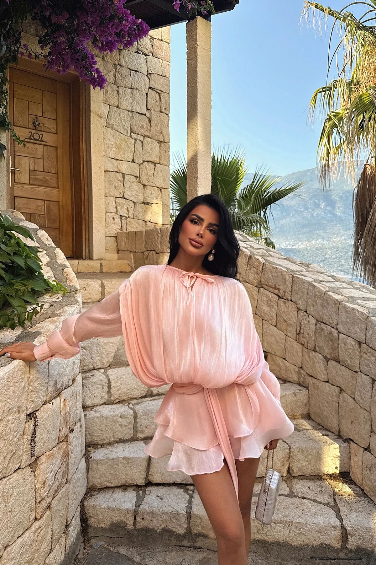 Pink Sexy Elegant Babydoll Mini Dress - Brand: EYYO ATELIER - Women & Kids, Baby Clothes Wholesale - TheBS Women