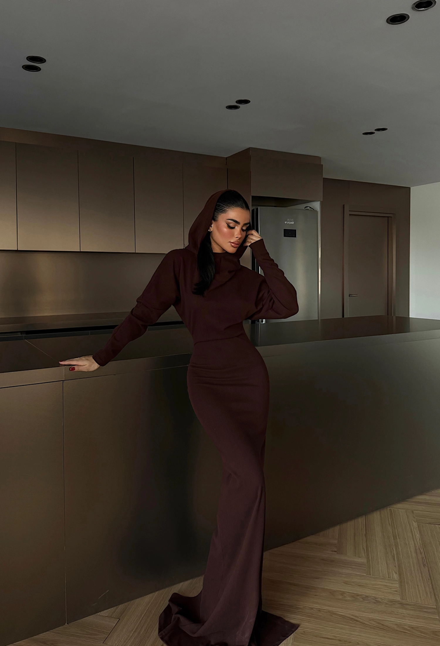 ElegantSheath Dress With Hooded Neck - Brand: EYYO ATELIER - Women & Kids, Baby Clothes Wholesale - TheBS Women