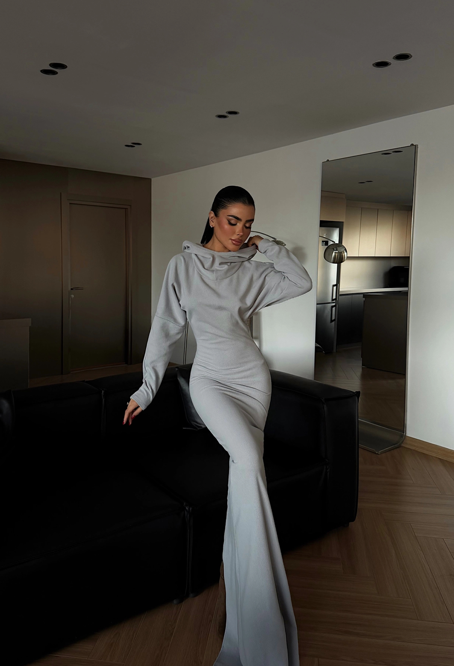 Sheath Dress With Hooded Neck And Long Sleeves - Brand: EYYO ATELIER - Women & Kids, Baby Clothes Wholesale - TheBS Women