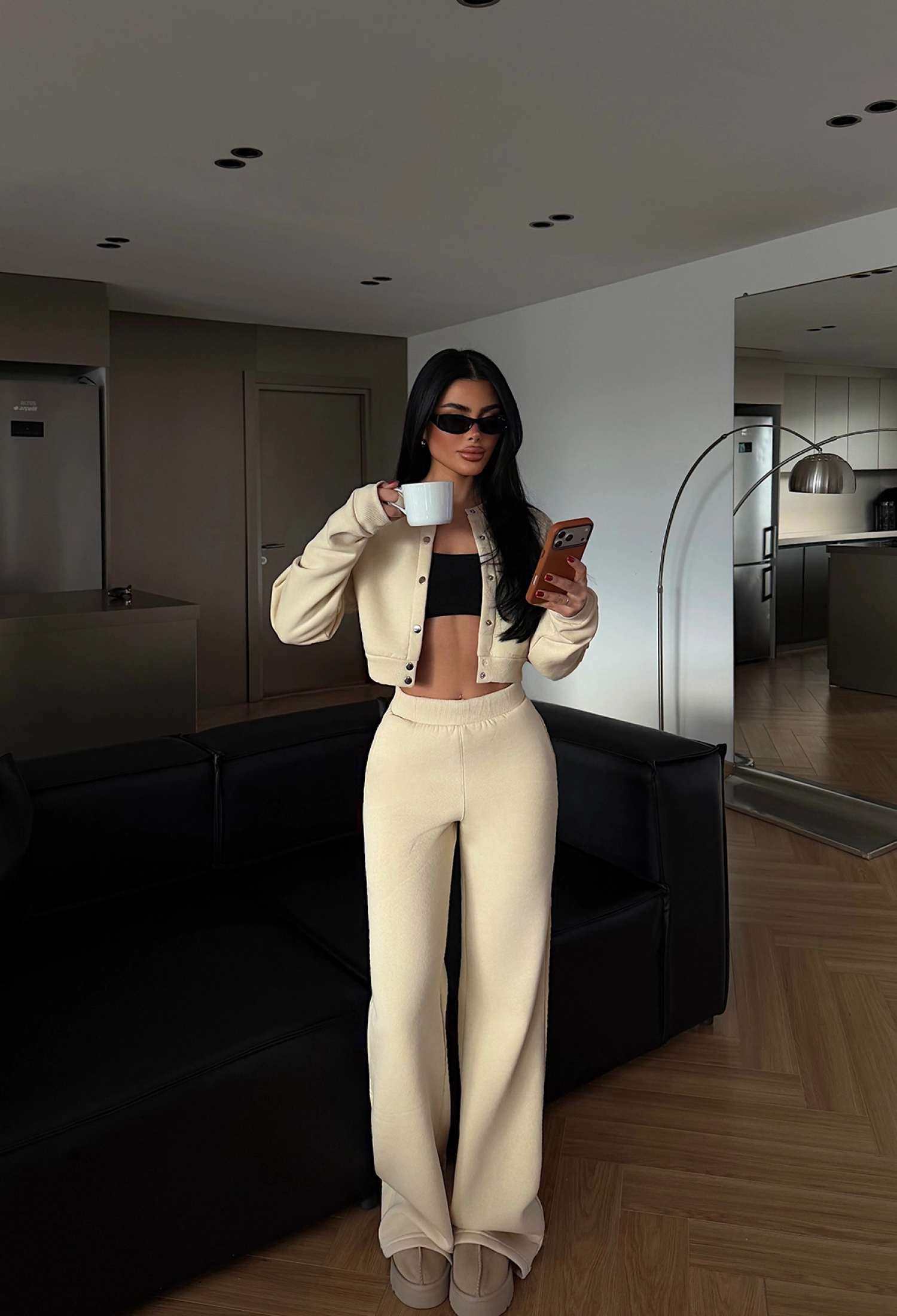 Beige Tracksuit Oversized Jogger With Patch Pockets - Brand: EYYO ATELIER - Women & Kids, Baby Clothes Wholesale - TheBS Women