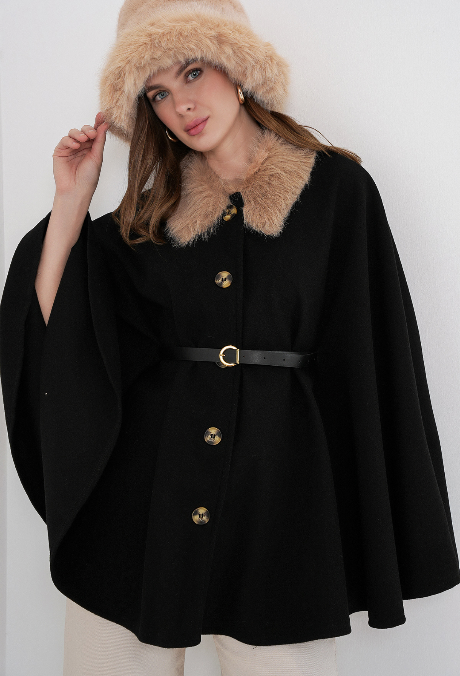 Cashmere Poncho With Belt 9165 - Brand: Bigdart - Women & Kids, Baby Clothes Wholesale - TheBS Women