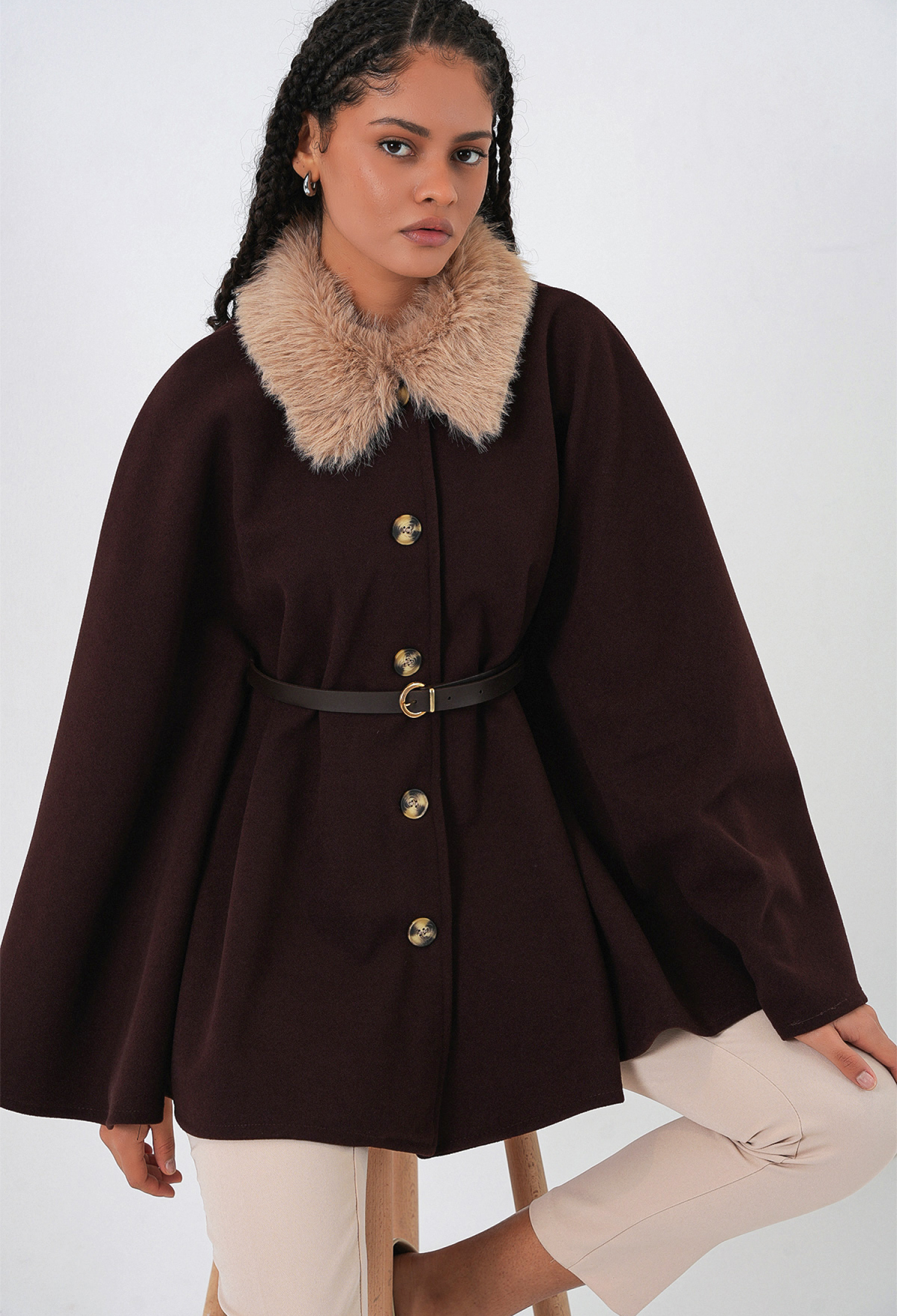 Cashmere Poncho With Belt 9165 - Brand: Bigdart - Women & Kids, Baby Clothes Wholesale - TheBS Women