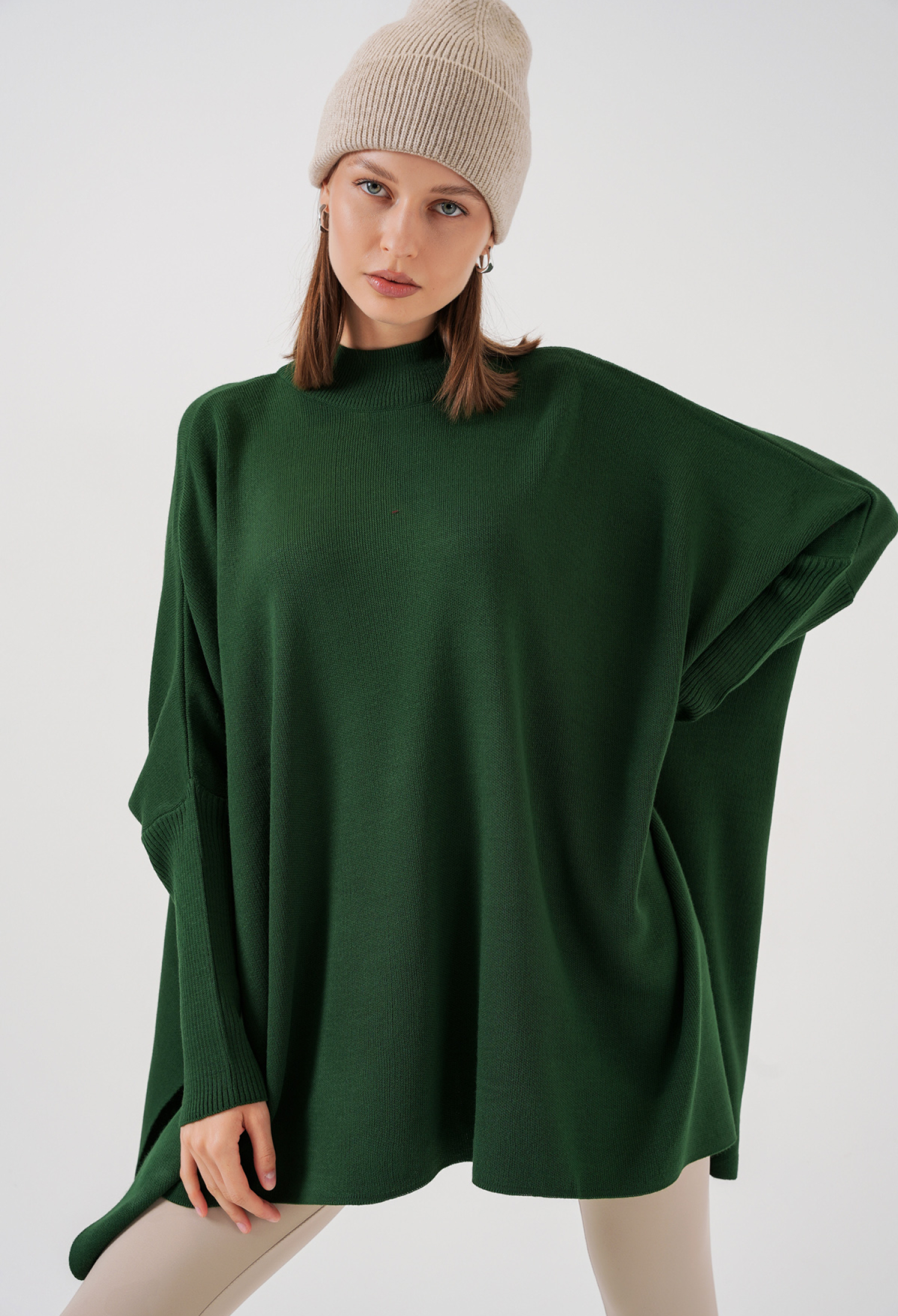 Slit Poncho Sweater - Emerald - Brand: Bigdart - Women & Kids, Baby Clothes Wholesale - TheBS Women