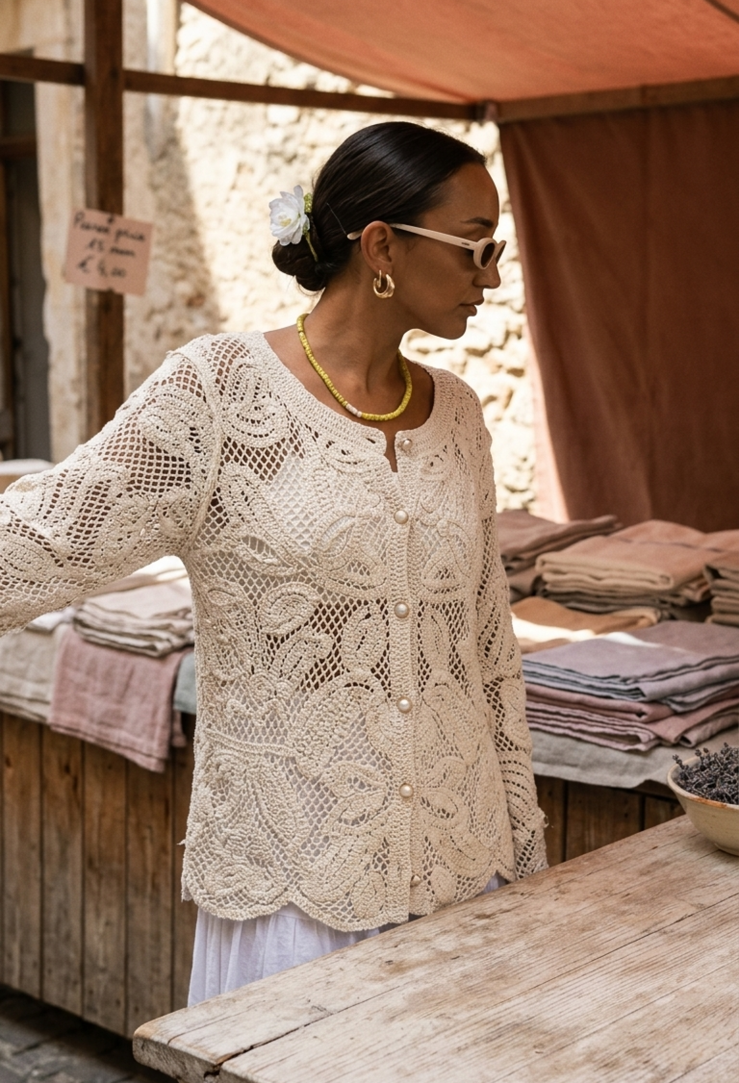 Buttoned Cardigan - Ecru